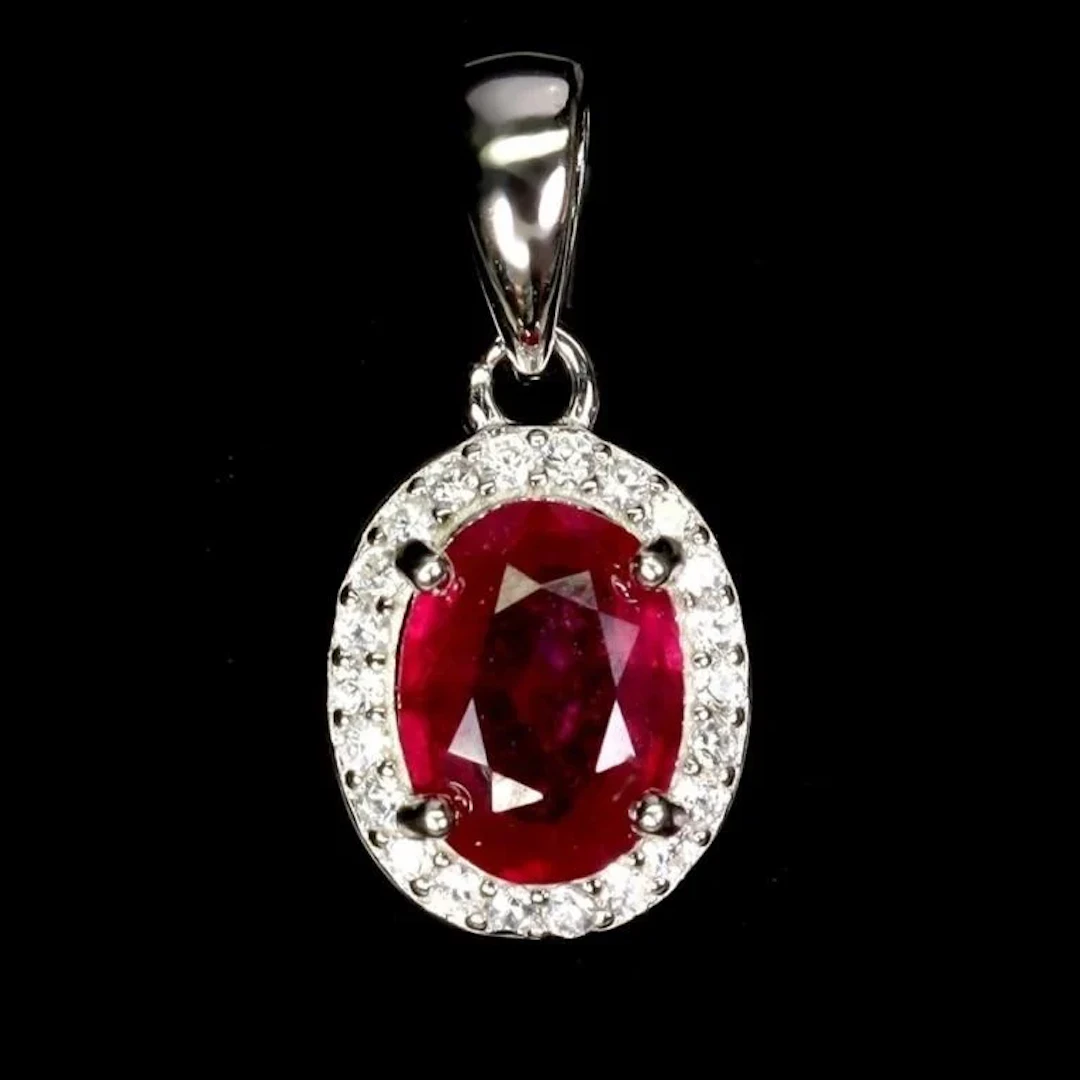 Natural Oval Pigeon Blood Red Ruby Pendant