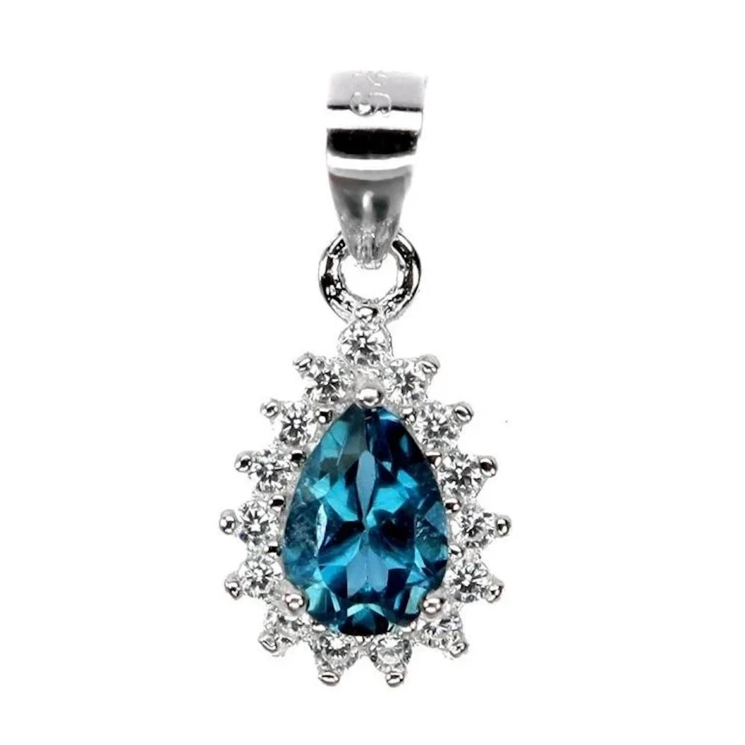Natural London Blue Topaz Pendant