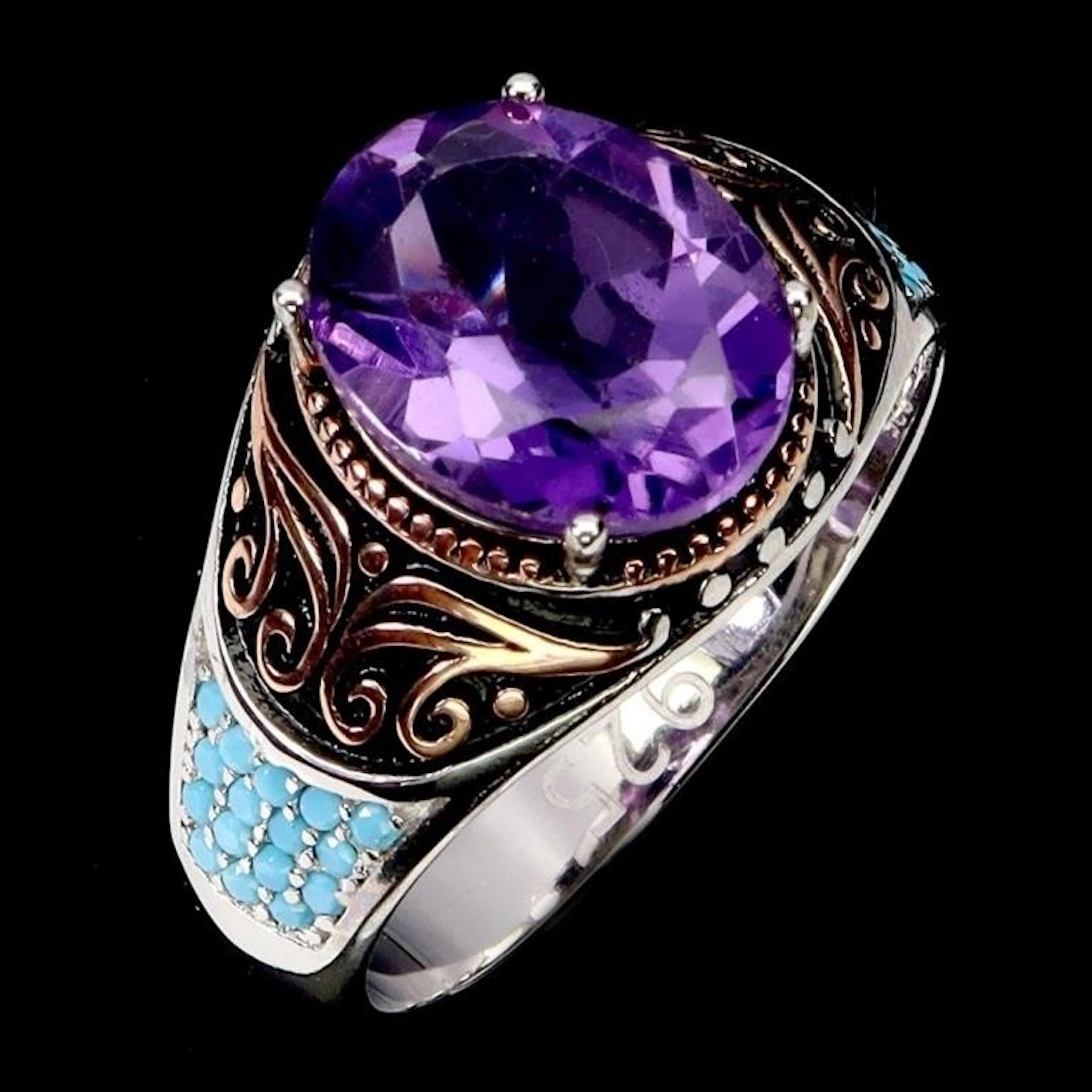 Natural Uruguay Purple Amethyst Ring