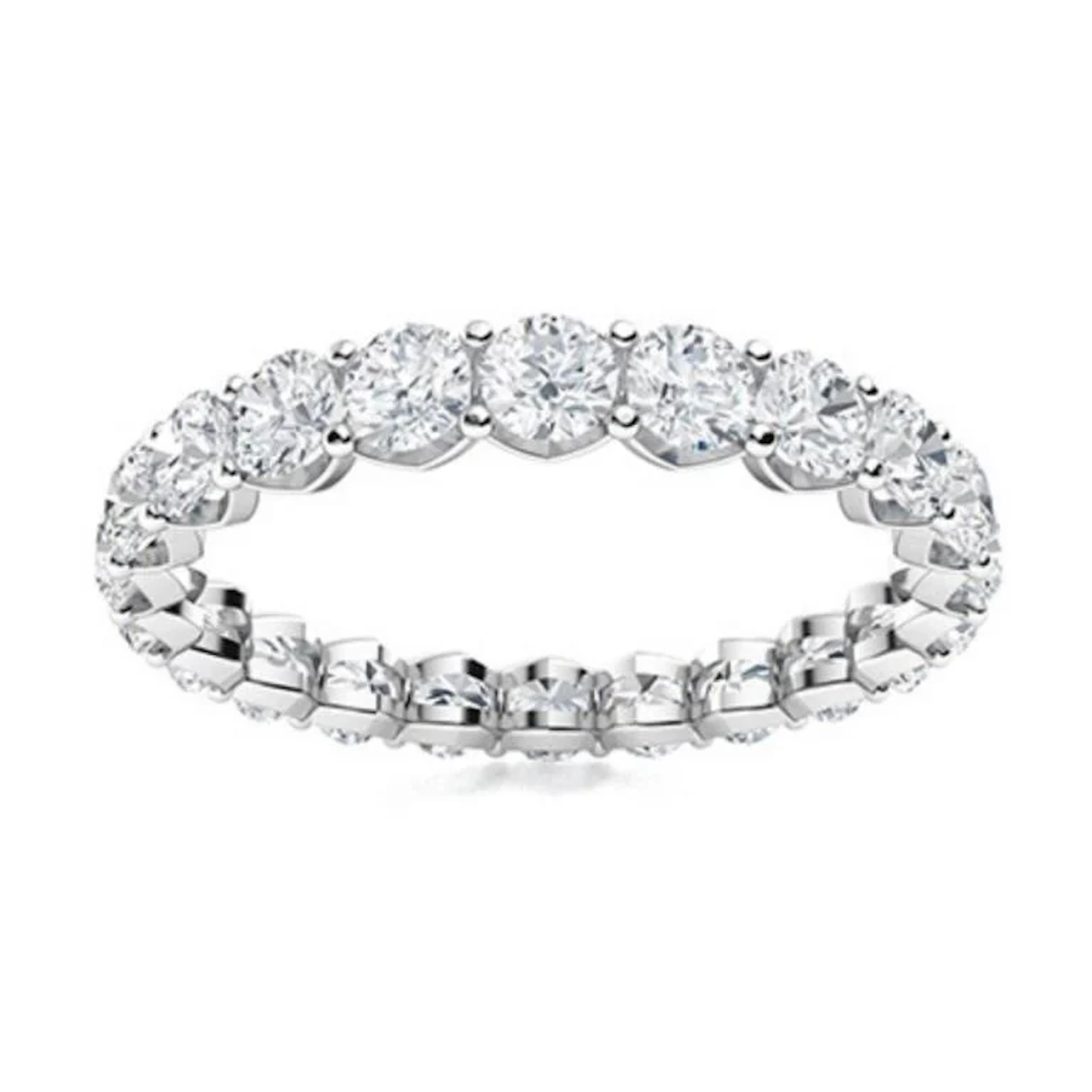 Gold & Lab Round Diamond 2.50 Cts Eternity Ring