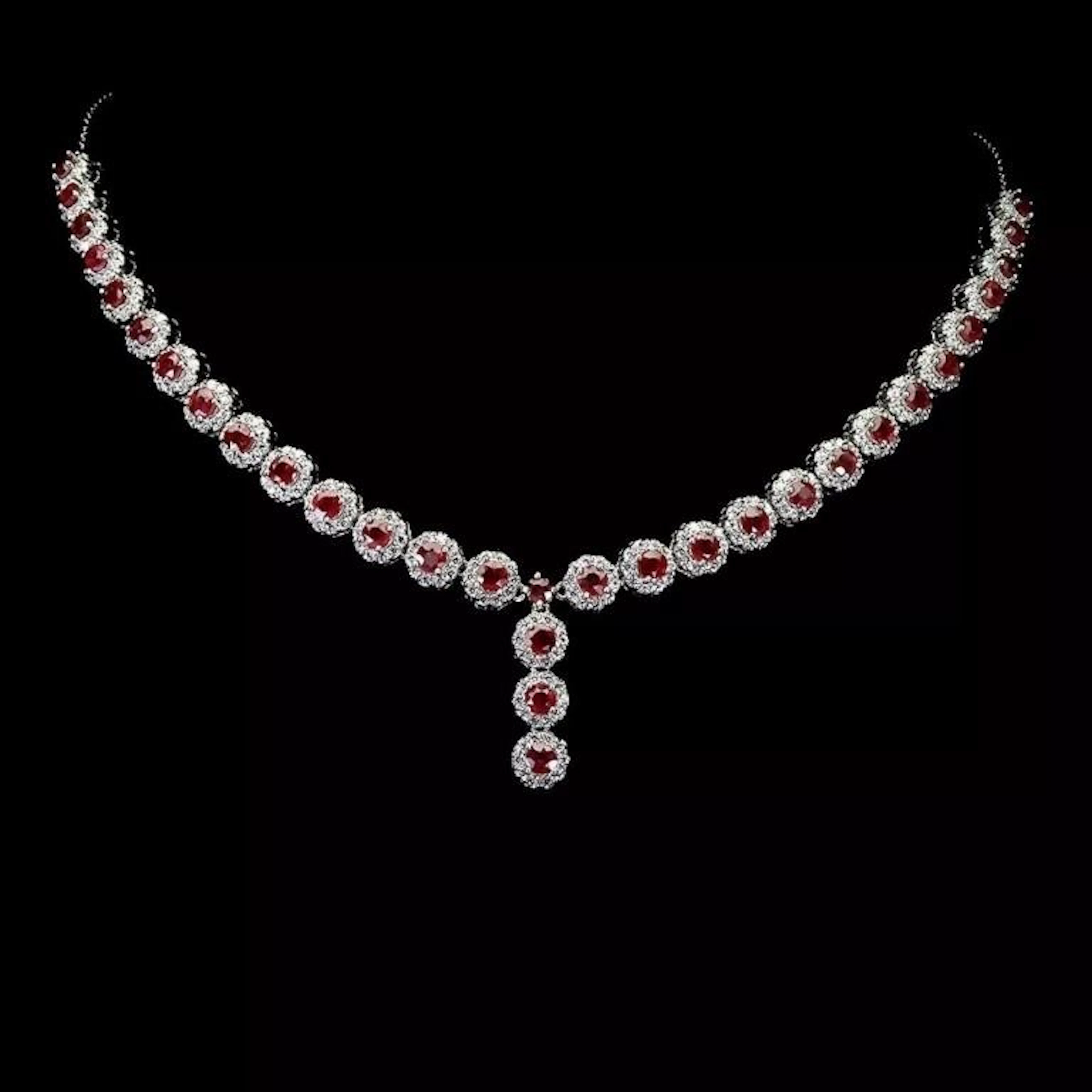 Natural Pigeon Blood Red Ruby Necklace