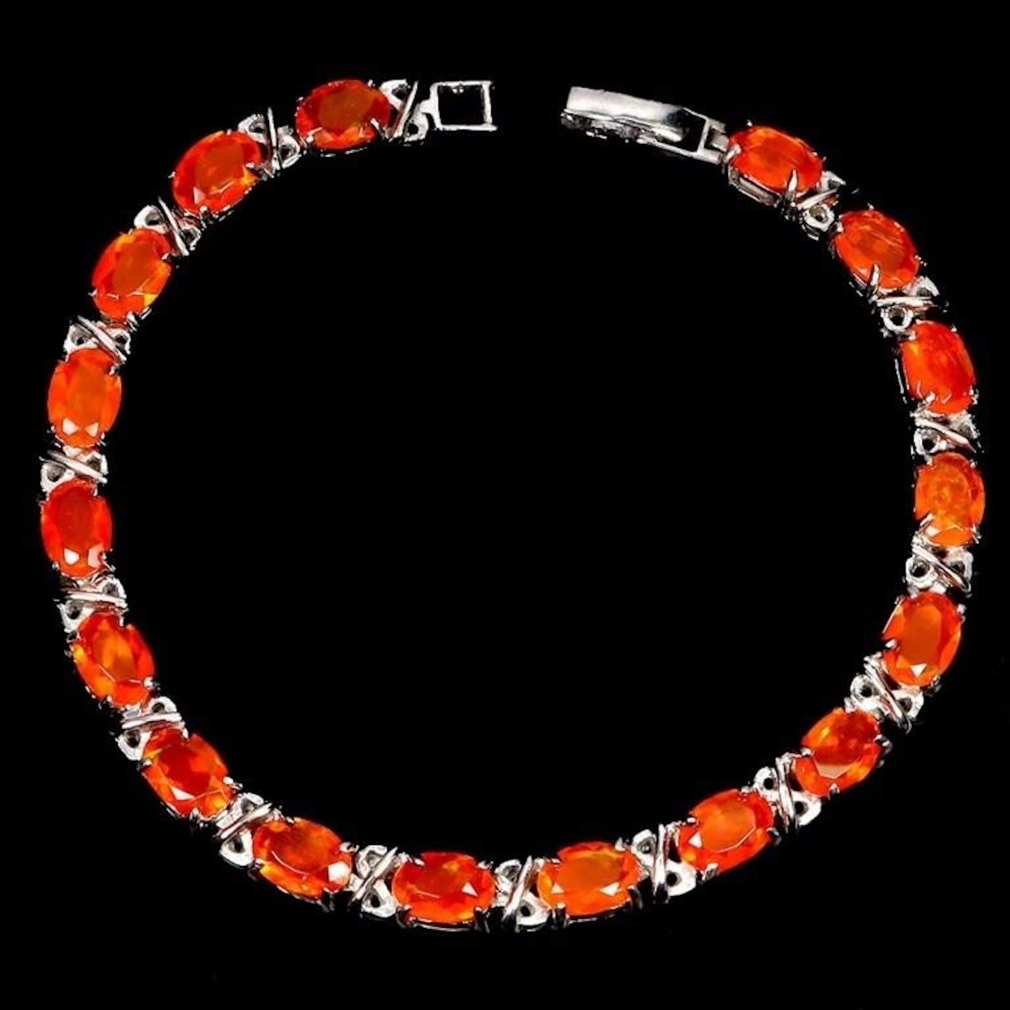 Natural Mexican Oval Orange Opal Bracelet