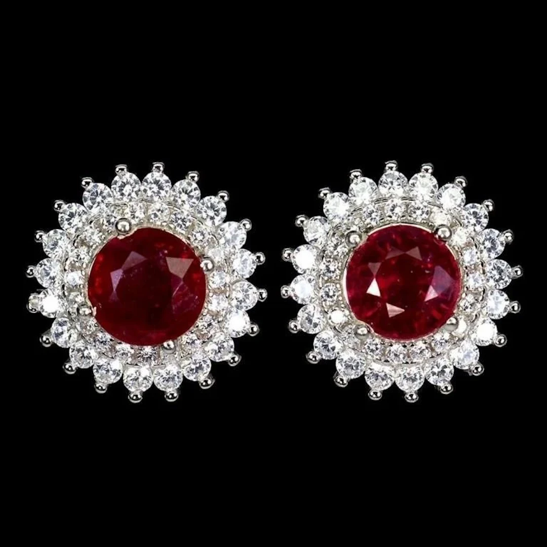 Natural Pigeon Blood Red Ruby Earrings