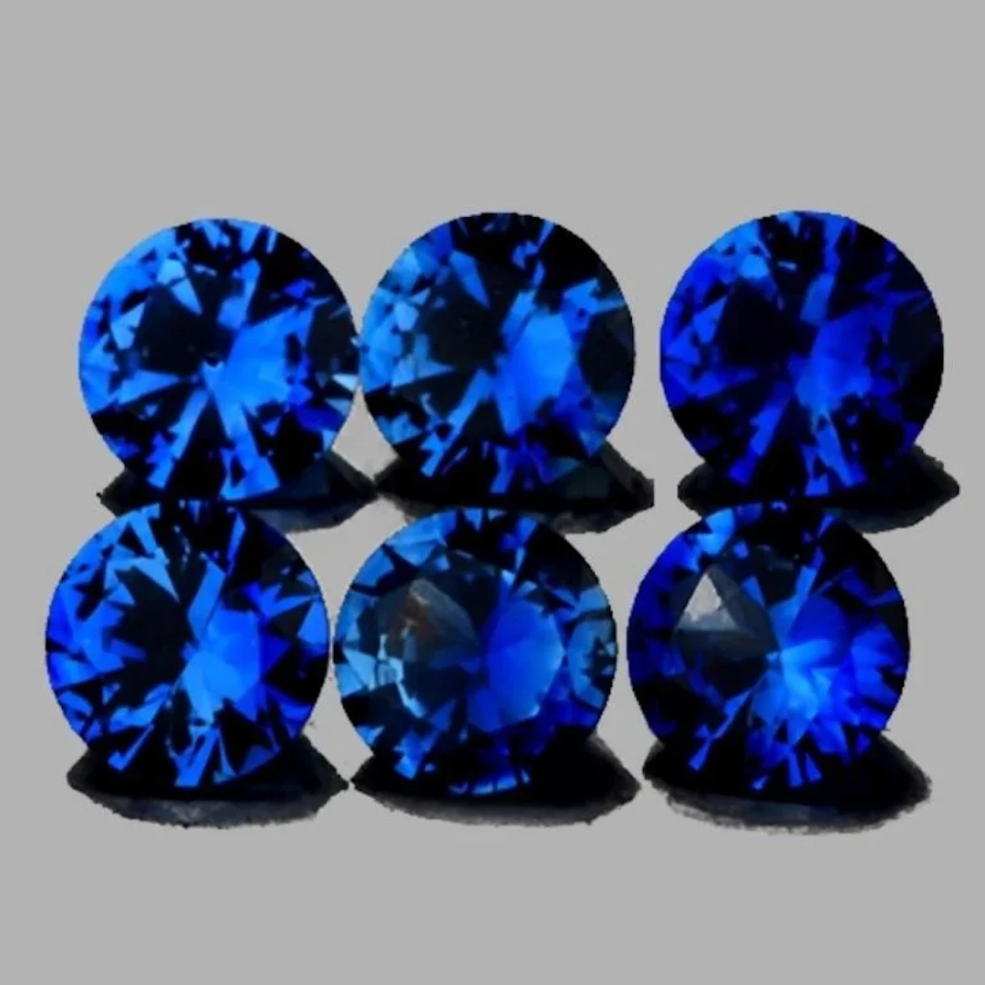 Natural Kashmir Royal Blue Sapphire 6 Pcs{Flawless