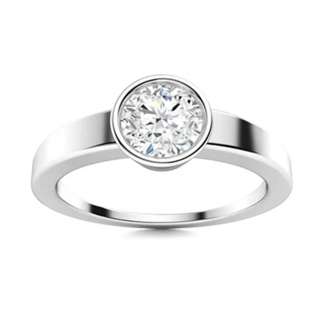 Gold & Brilliant White Diamond 2 Cts Ring - E/VVS