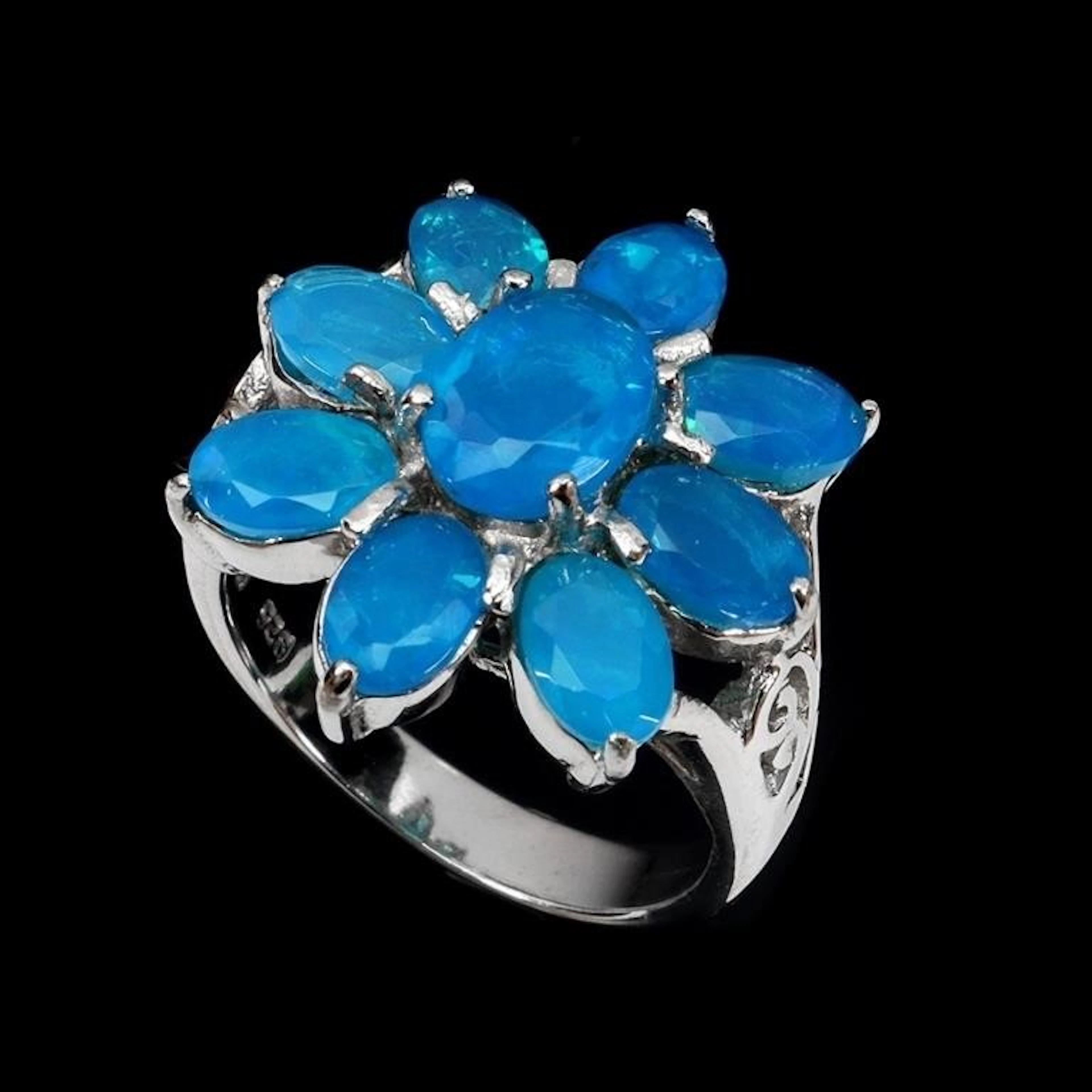 Natural Ethopian Oval Blue Opal Ring
