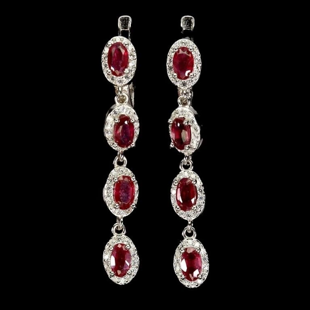 Natural Pigeon Blood Red Ruby Earrings