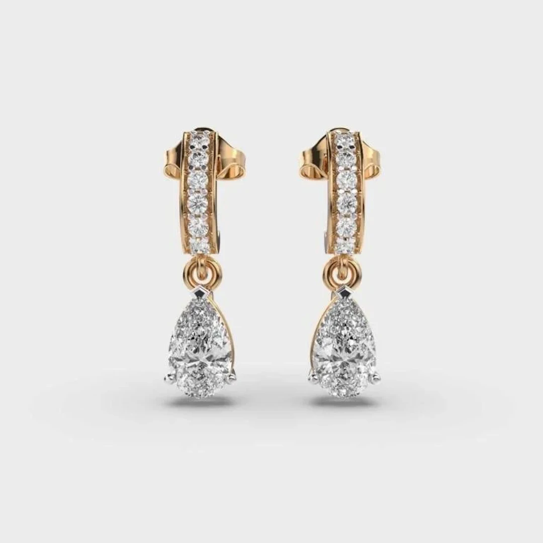Gold & White Diamond 5.00 Cts Drop Earrings