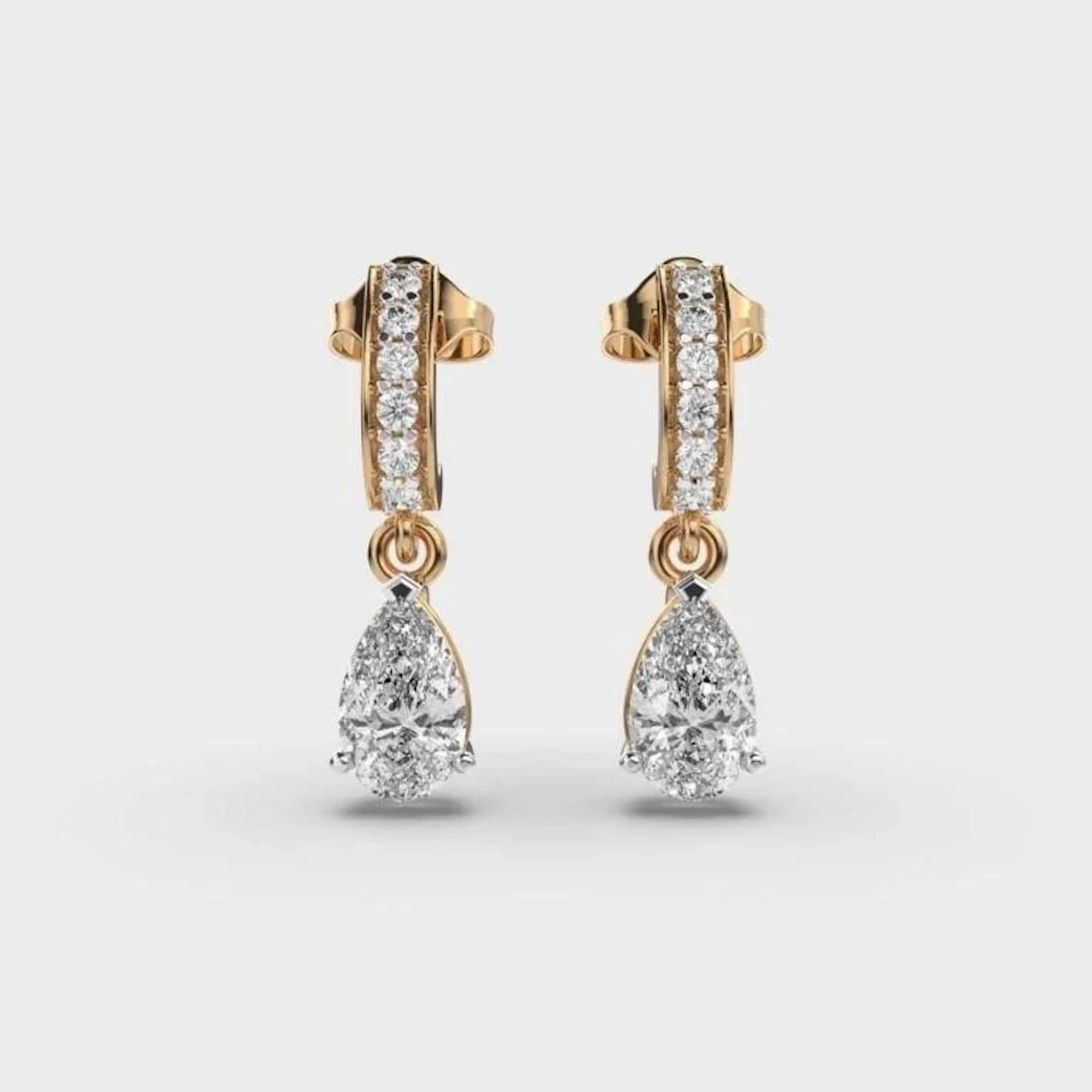 Gold & White Diamond 5.00 Cts Drop Earrings