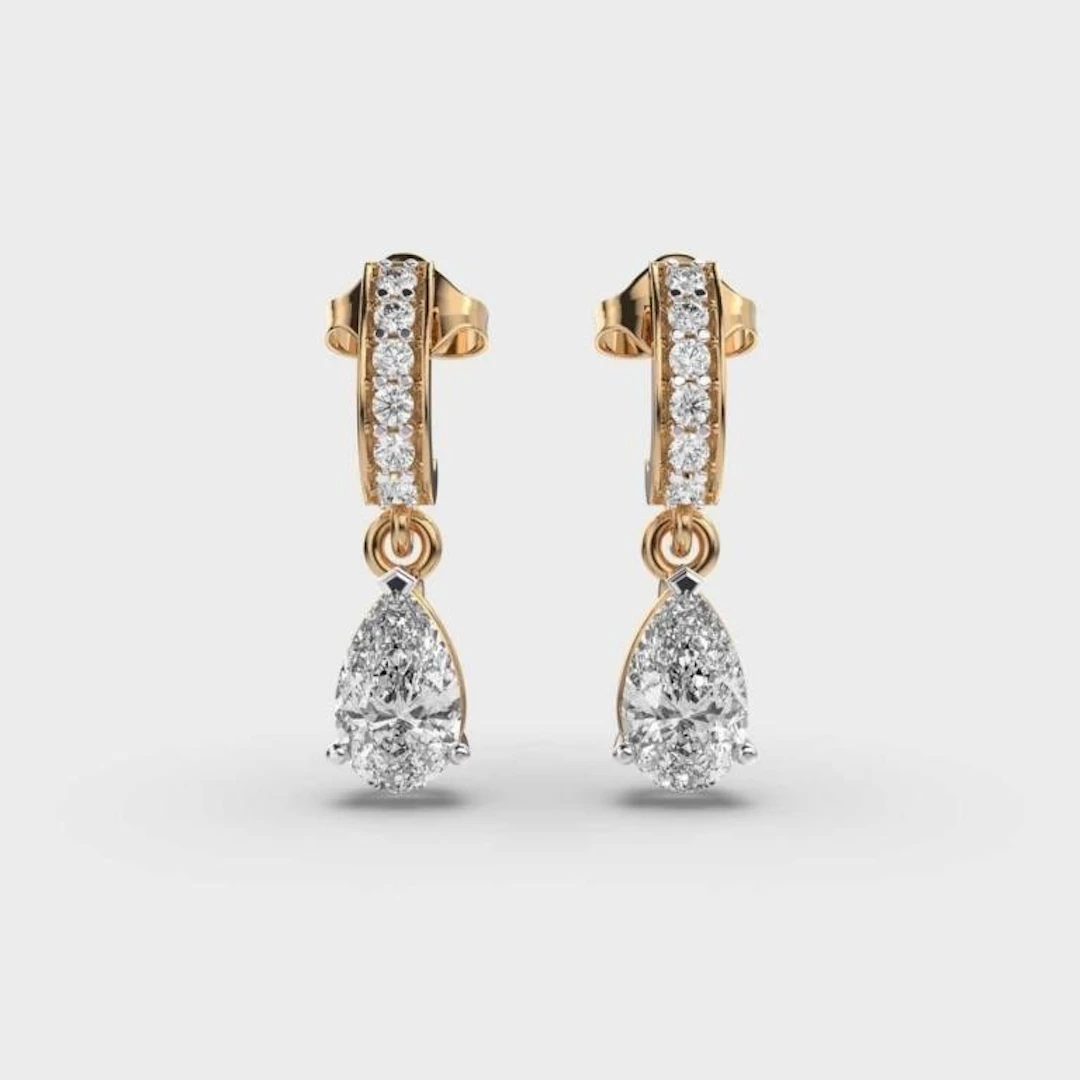 Gold & White Diamond 5.00 Cts Drop Earrings