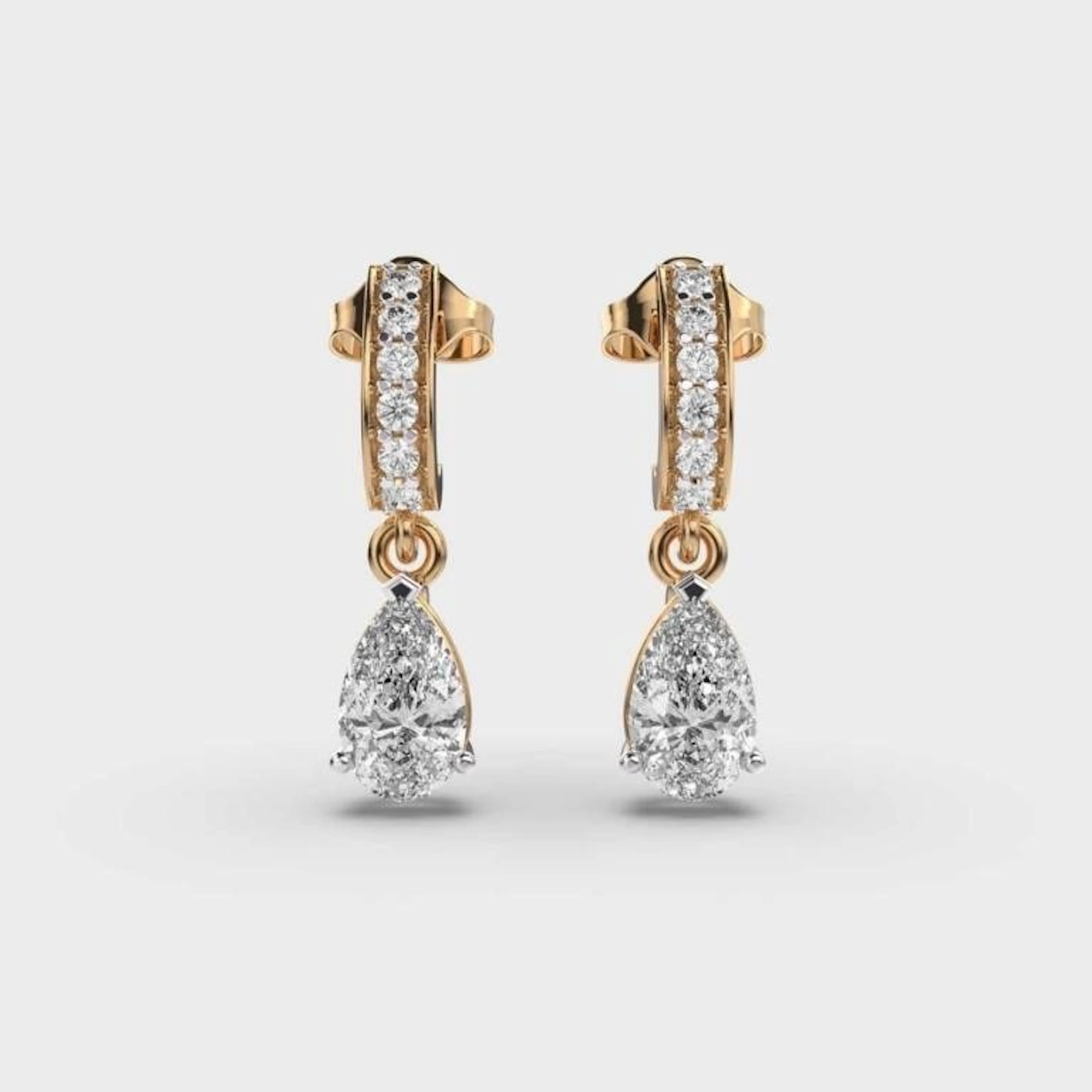 Gold & White Diamond 5.00 Cts Drop Earrings