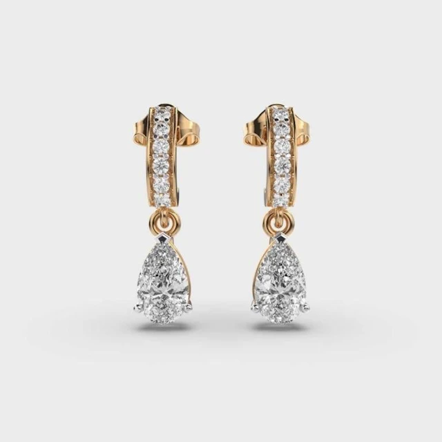Gold & White Diamond 5.00 Cts Drop Earrings