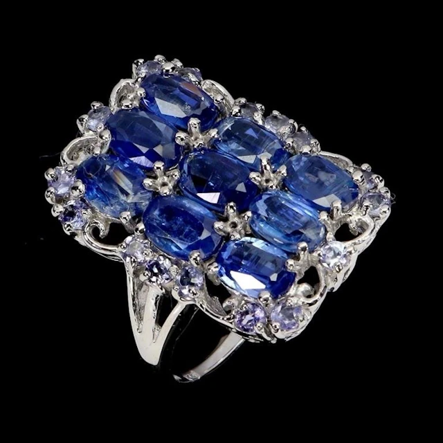 Natural Cornflower Blue Kyanite Ring