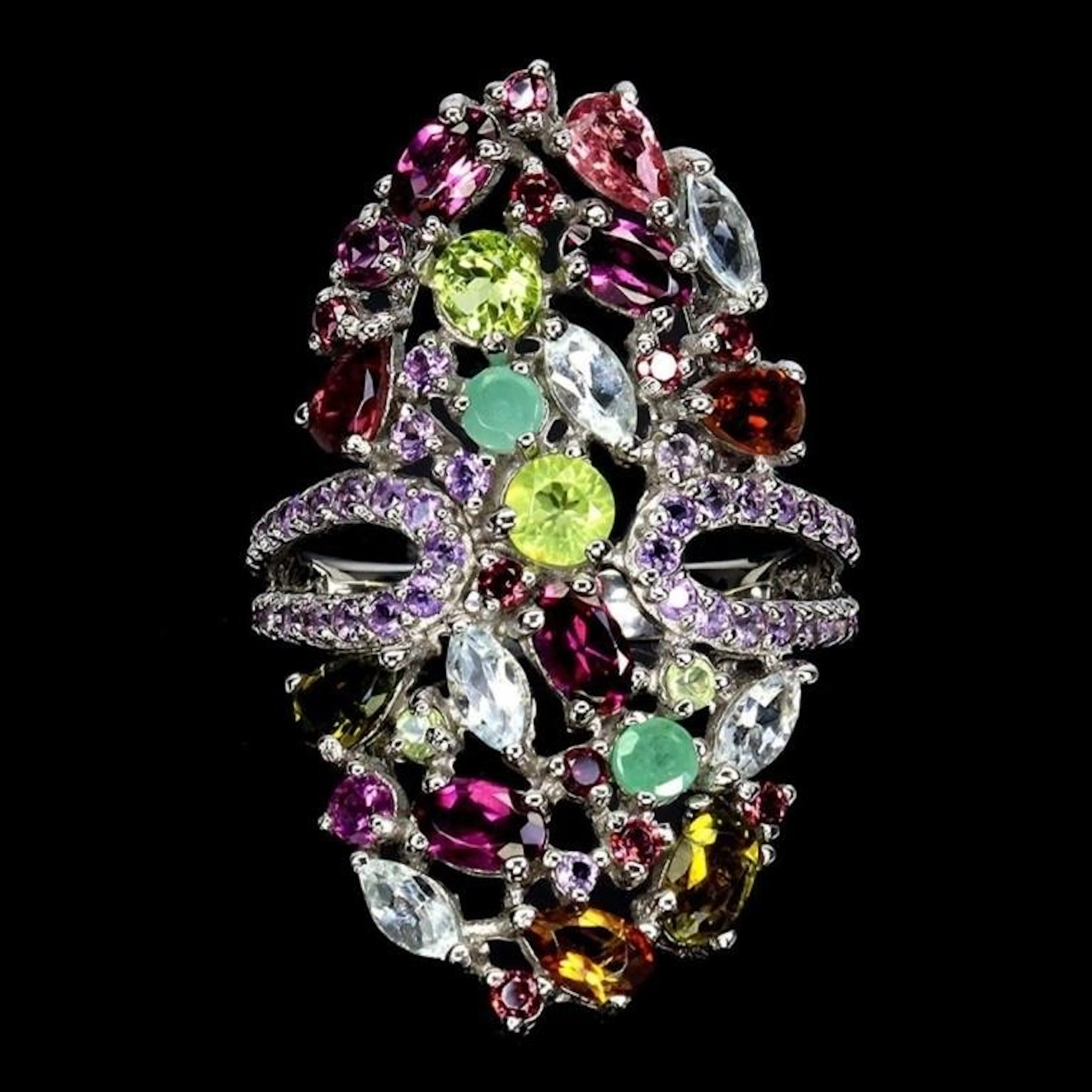 Natural Multi Gemstones Cocktail Ring