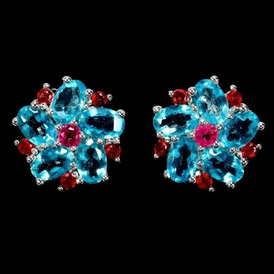 Natural Brazil Paraiba Blue Topaz Earrings