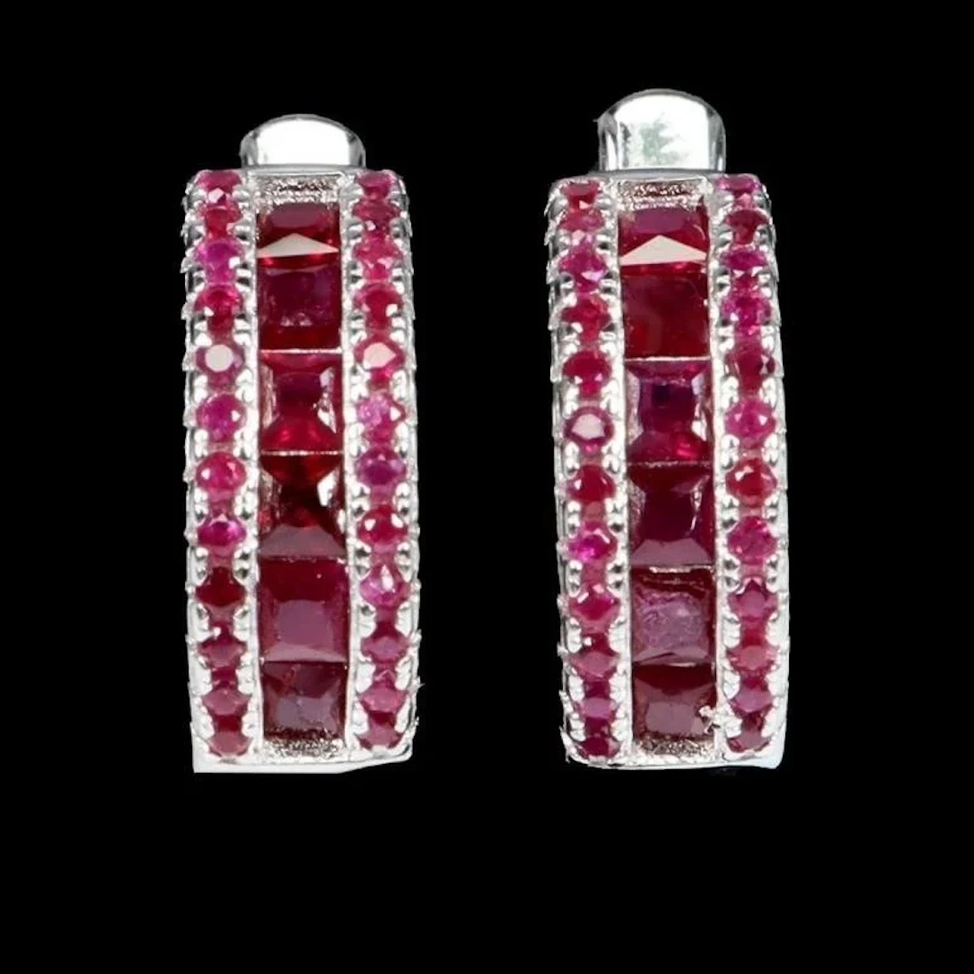 Natural Princess Burma Red Ruby Earrings