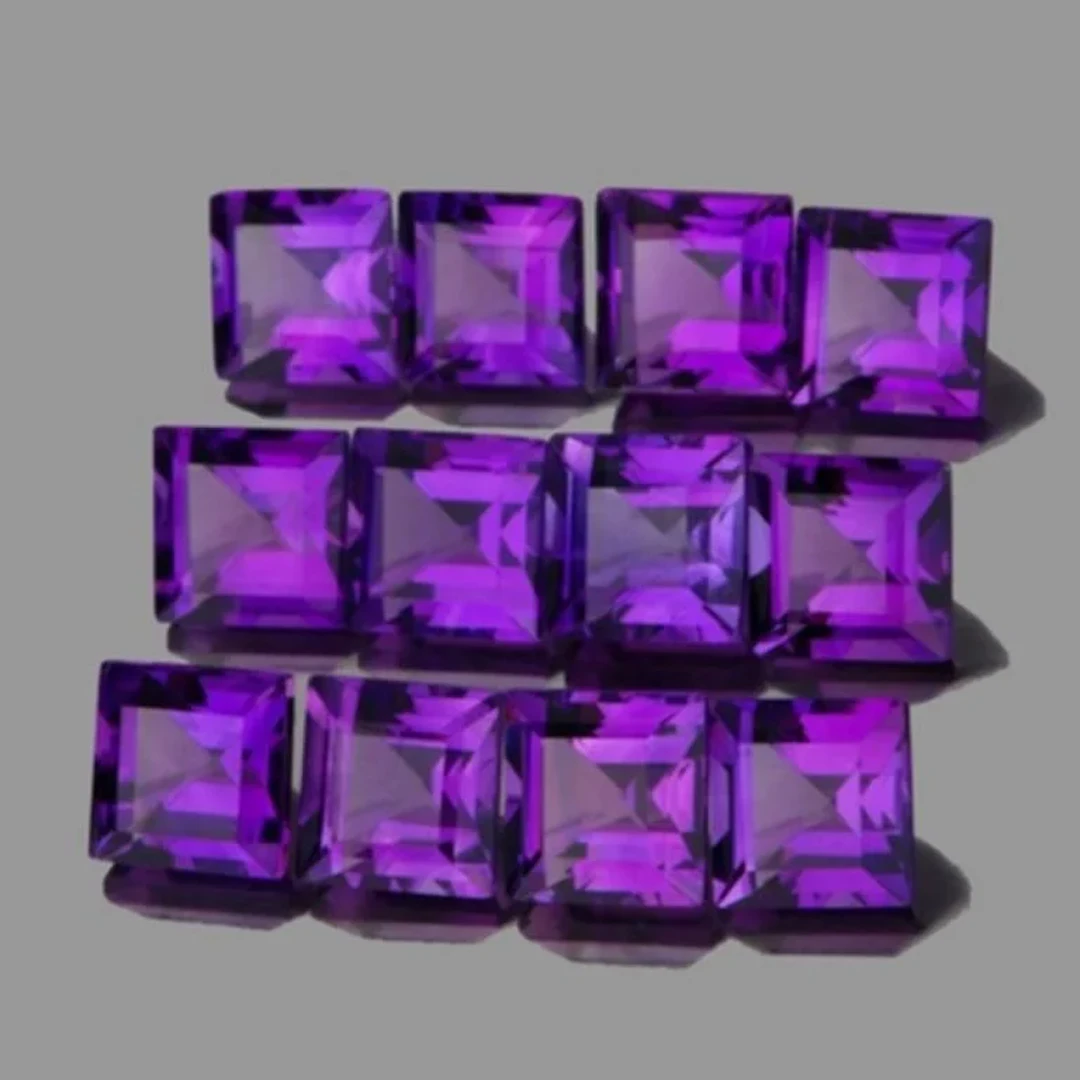 Natural Purple Amethyst 12 Pcs (Flawless-VVS}