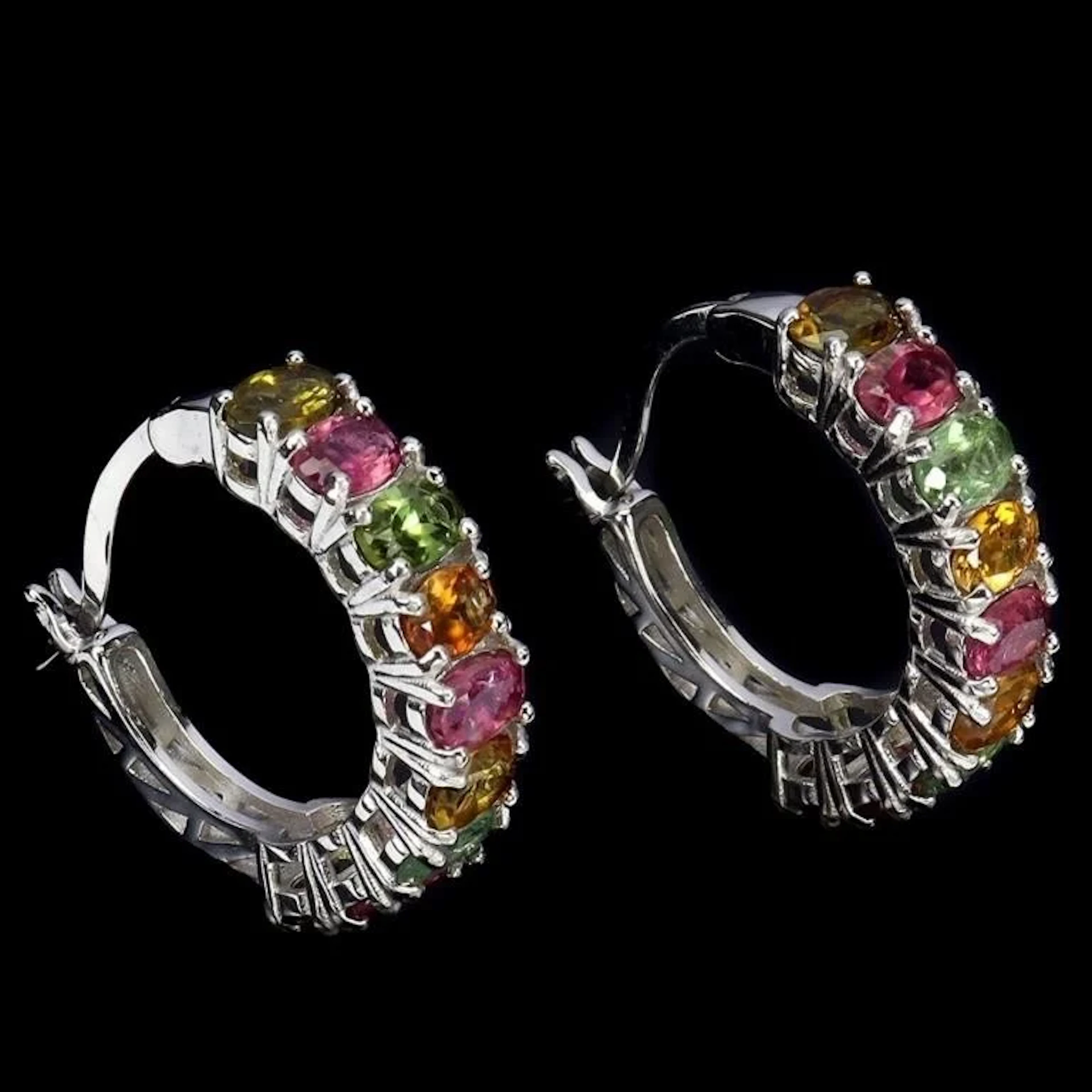 Natural Multi Color Tourmaline Eternity EarRings