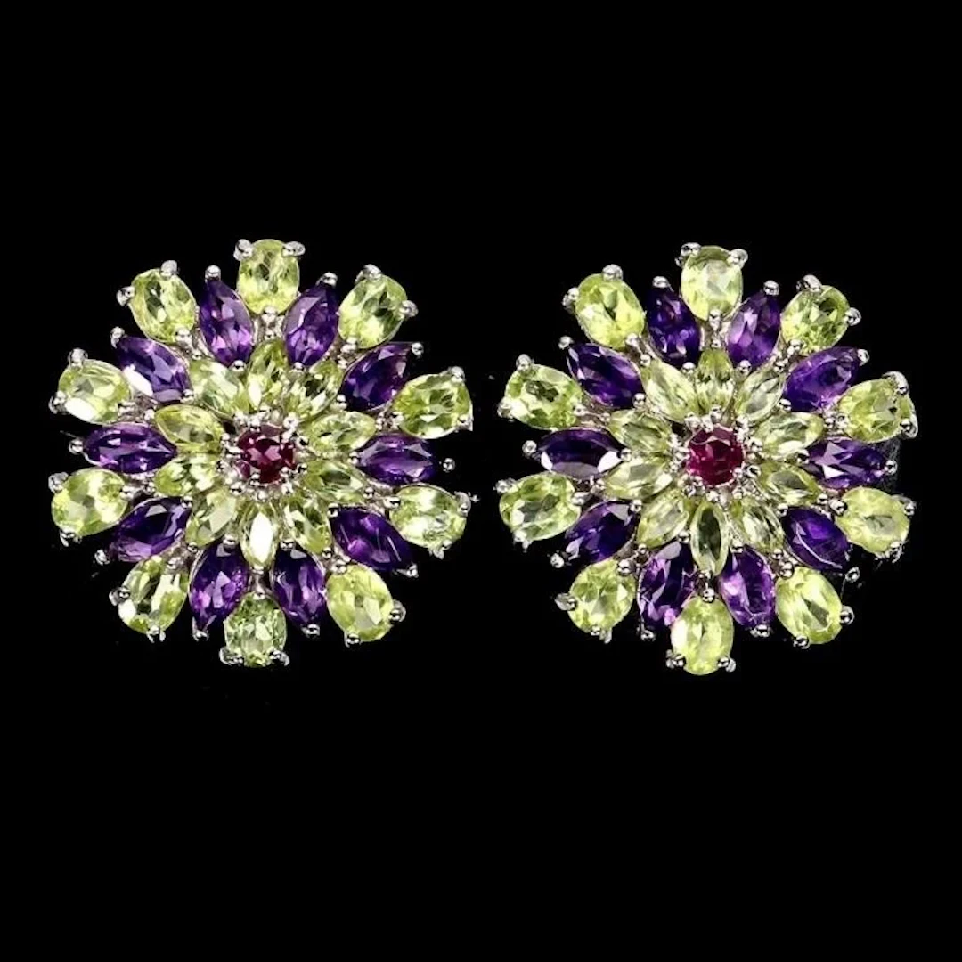 Natural Tanzanite & Peridot Earrings