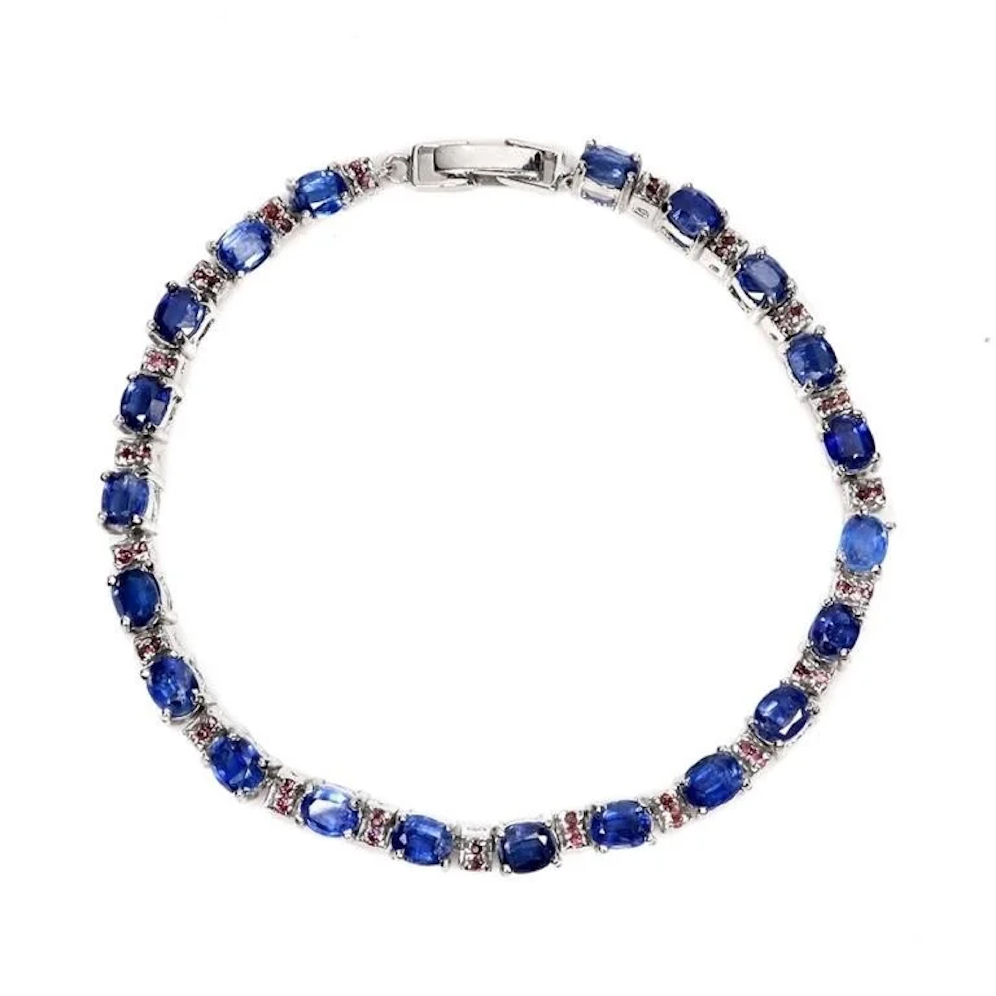 Natural Oval Kyanite & Rhodolite Garnet Bracelet