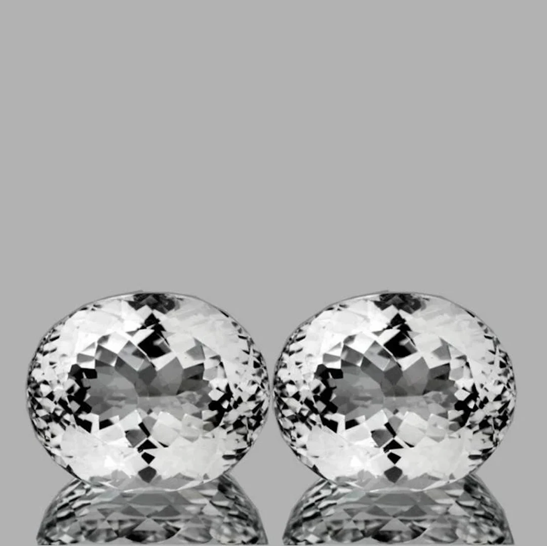 Natural White Aquamarine Pair 10.64 Cts{Flawless-V