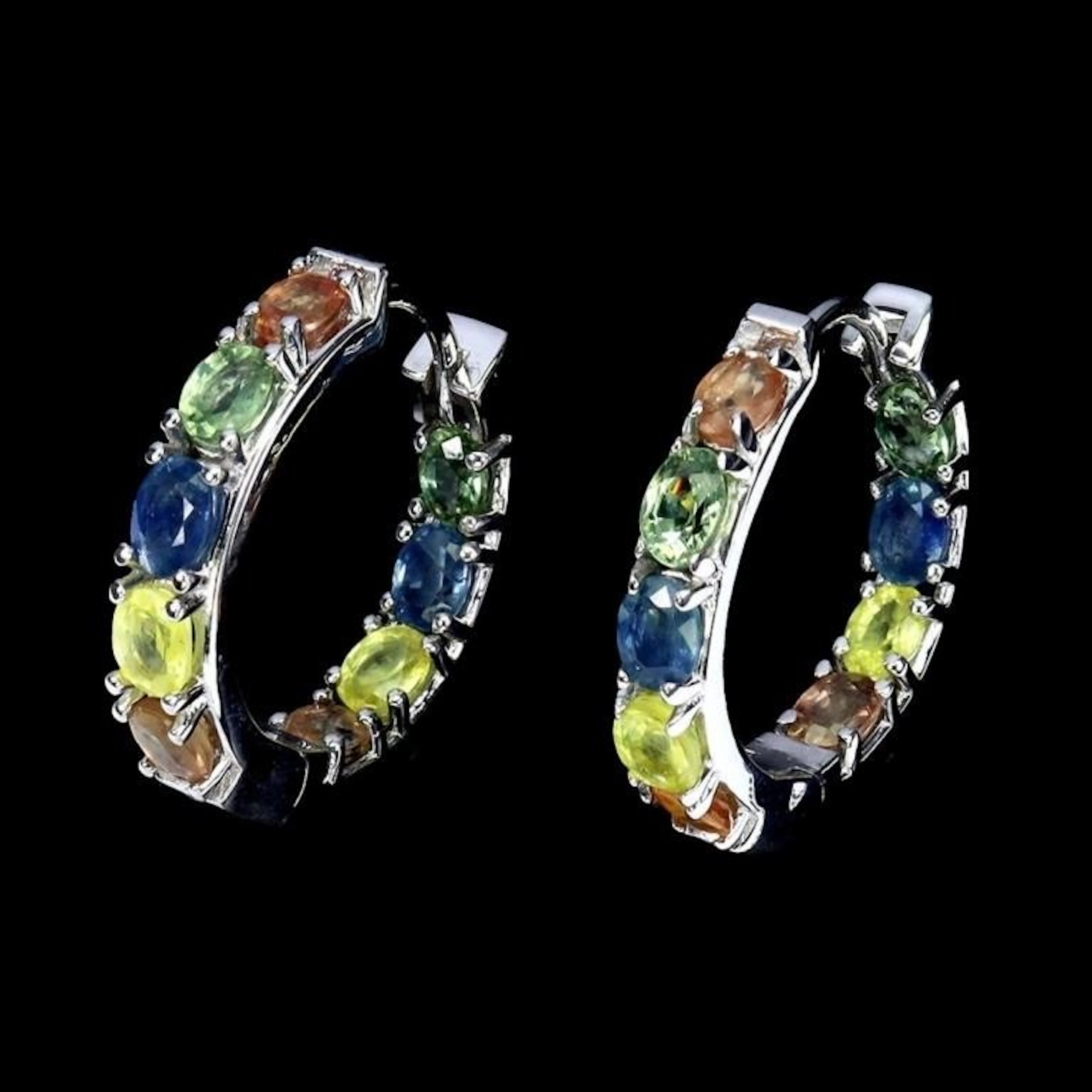 Natural Multi Color Sapphire Earrings