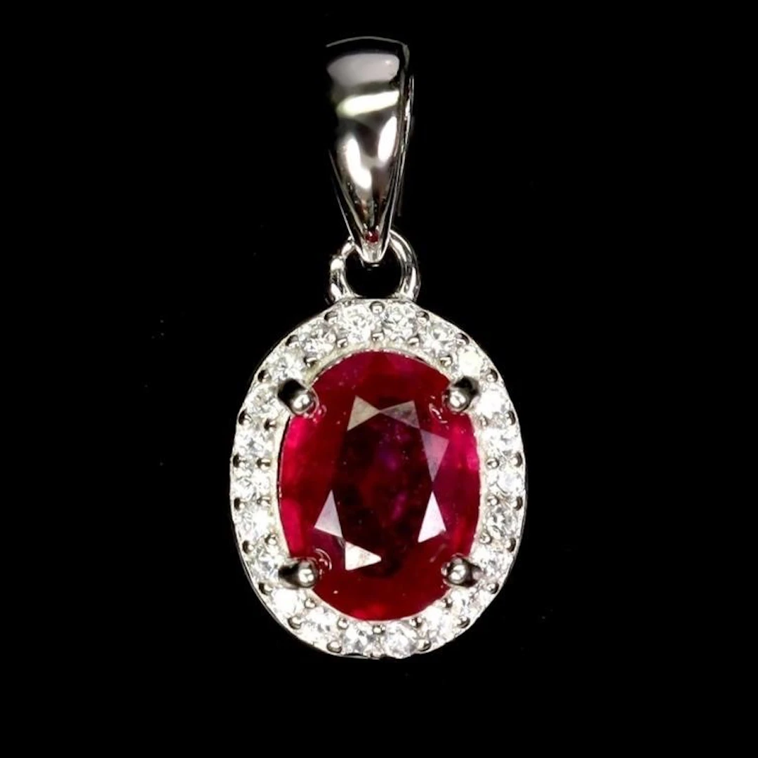 Natural Oval Pigeon Blood Red Ruby Pendant