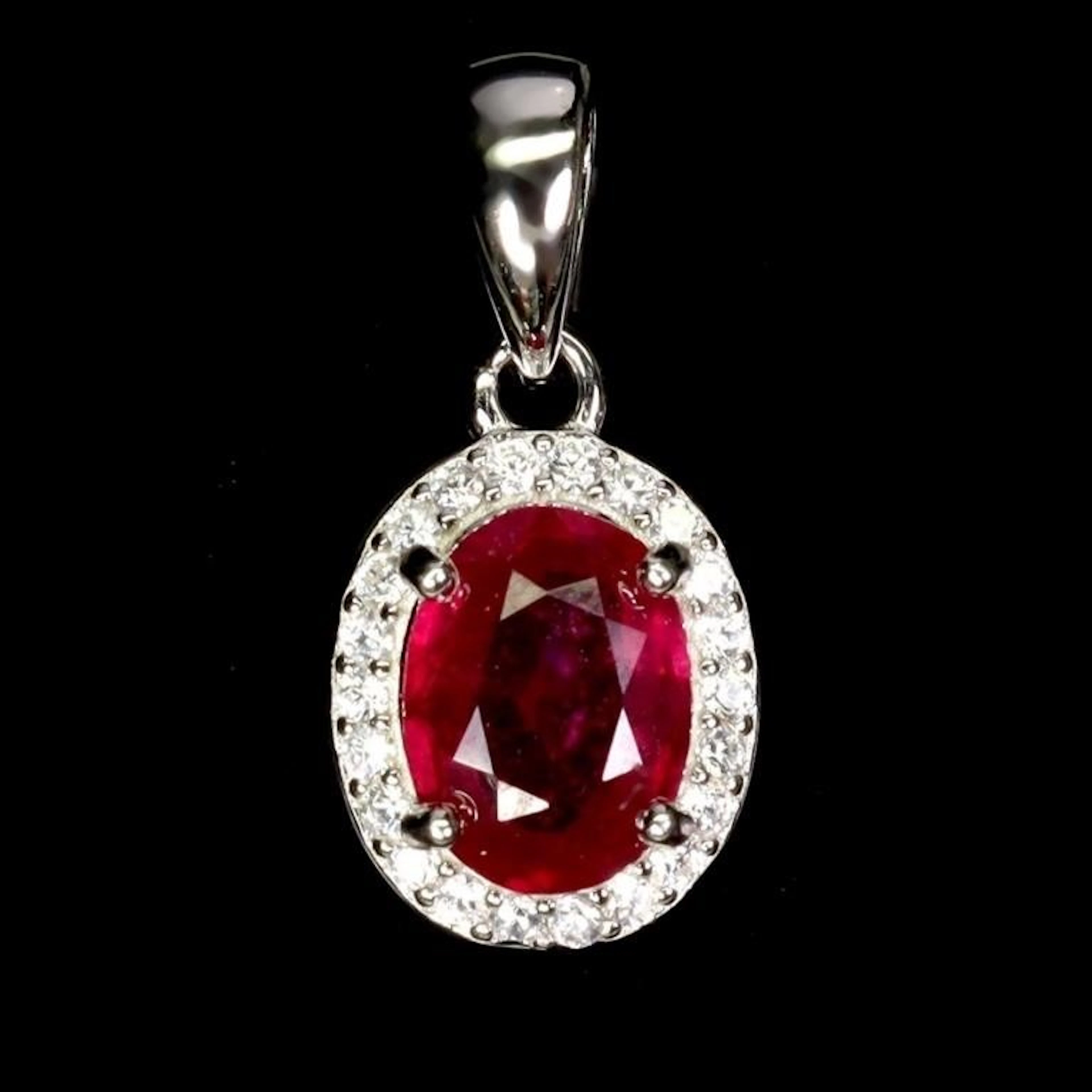 Natural Oval Pigeon Blood Red Ruby Pendant