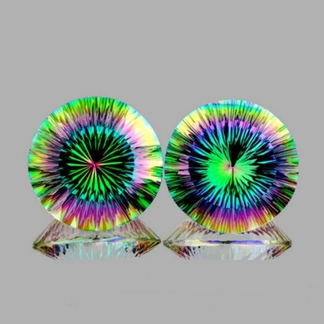 Natural Rainbow Mystic Quartz Pair {Flawless-VVS1}