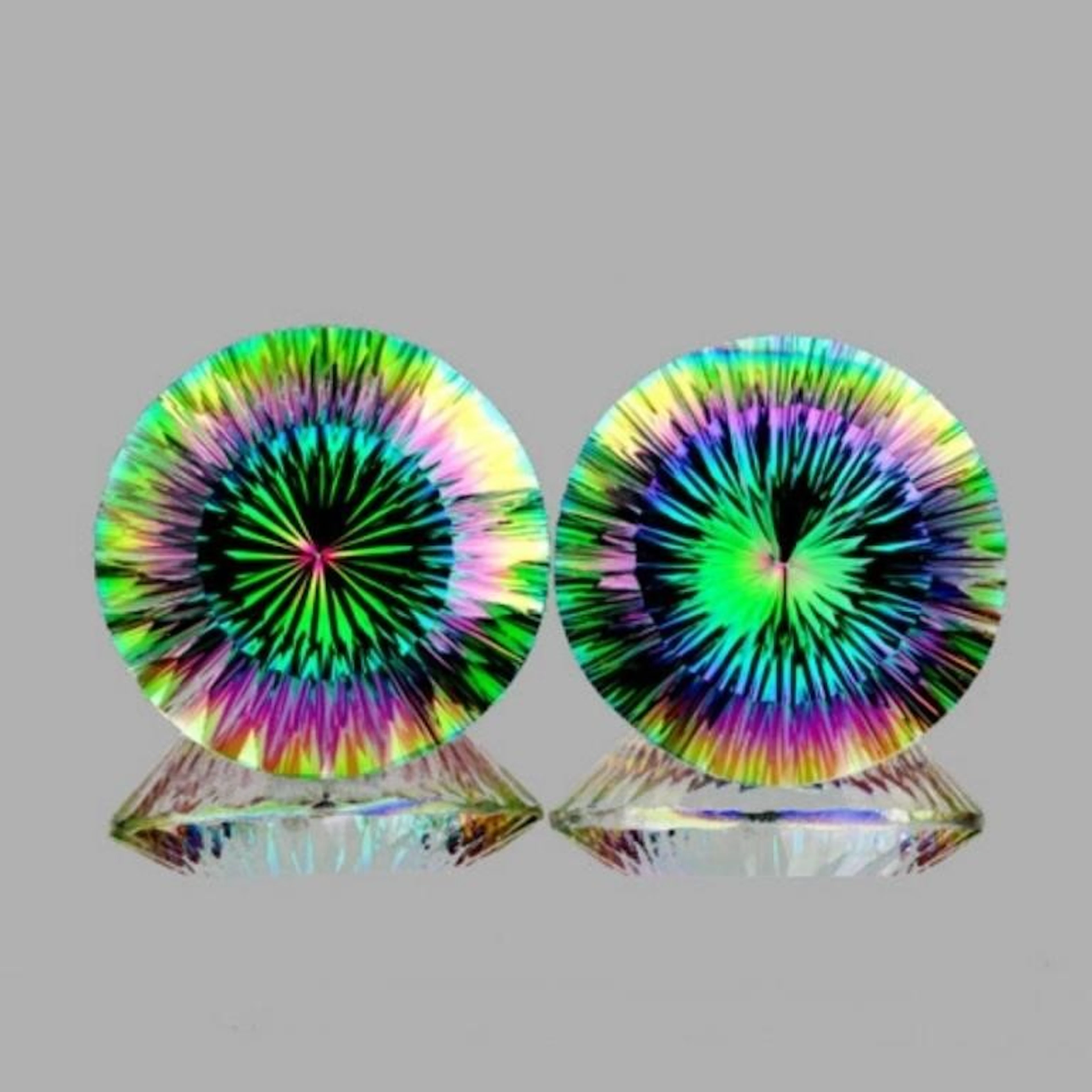 Natural Rainbow Mystic Quartz Pair {Flawless-VVS1}