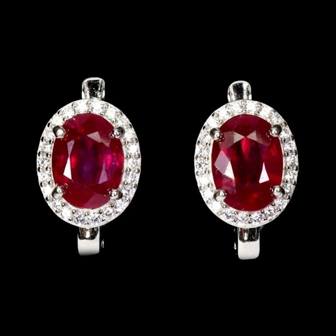 Natural Pigeon Blood Red Ruby Earrings