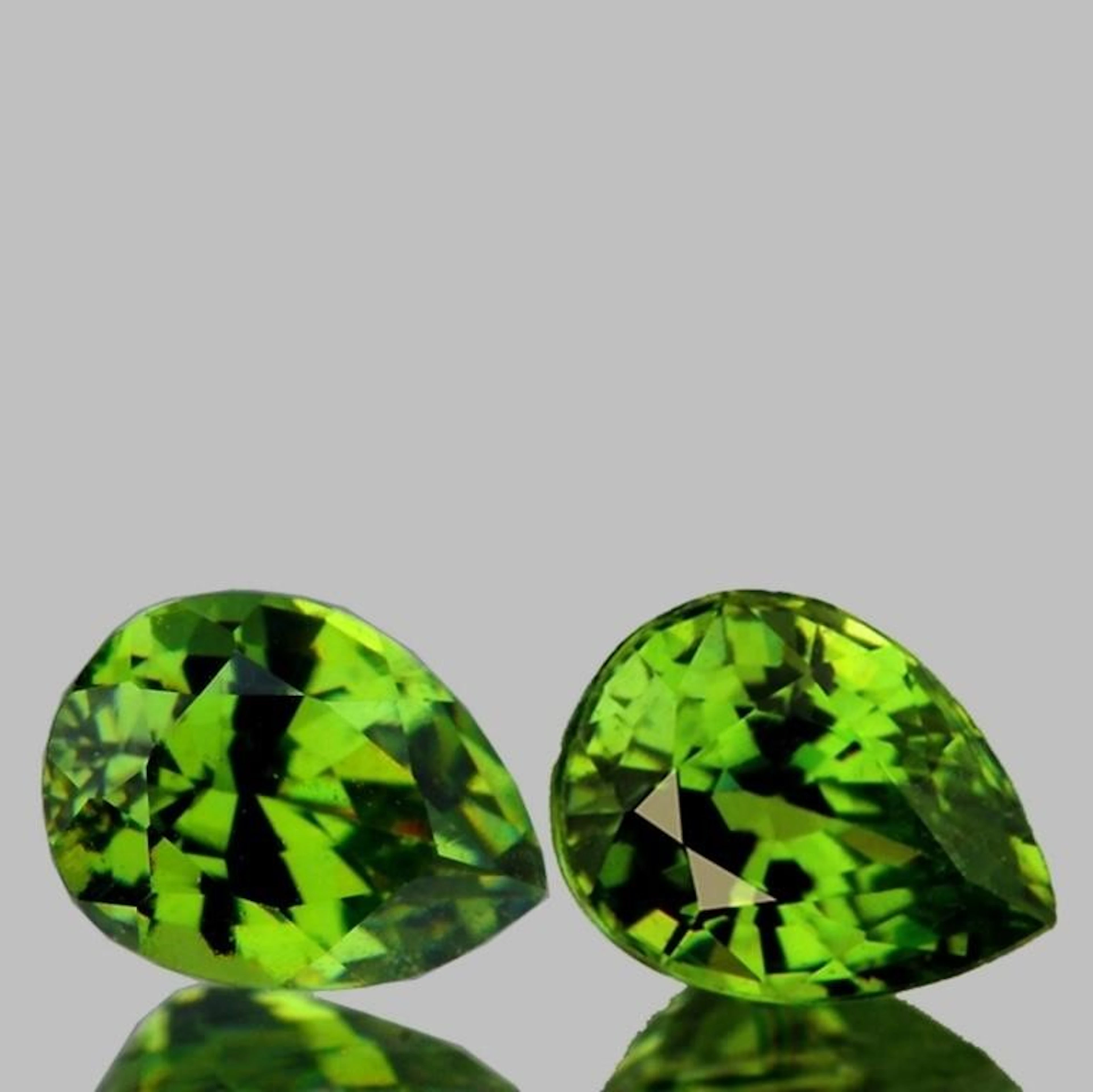 Natural Pear Rare Green Demantoid Pair {Flawless-