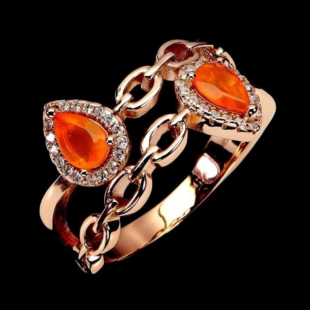 Natural Ethopian Orange Opal Ring
