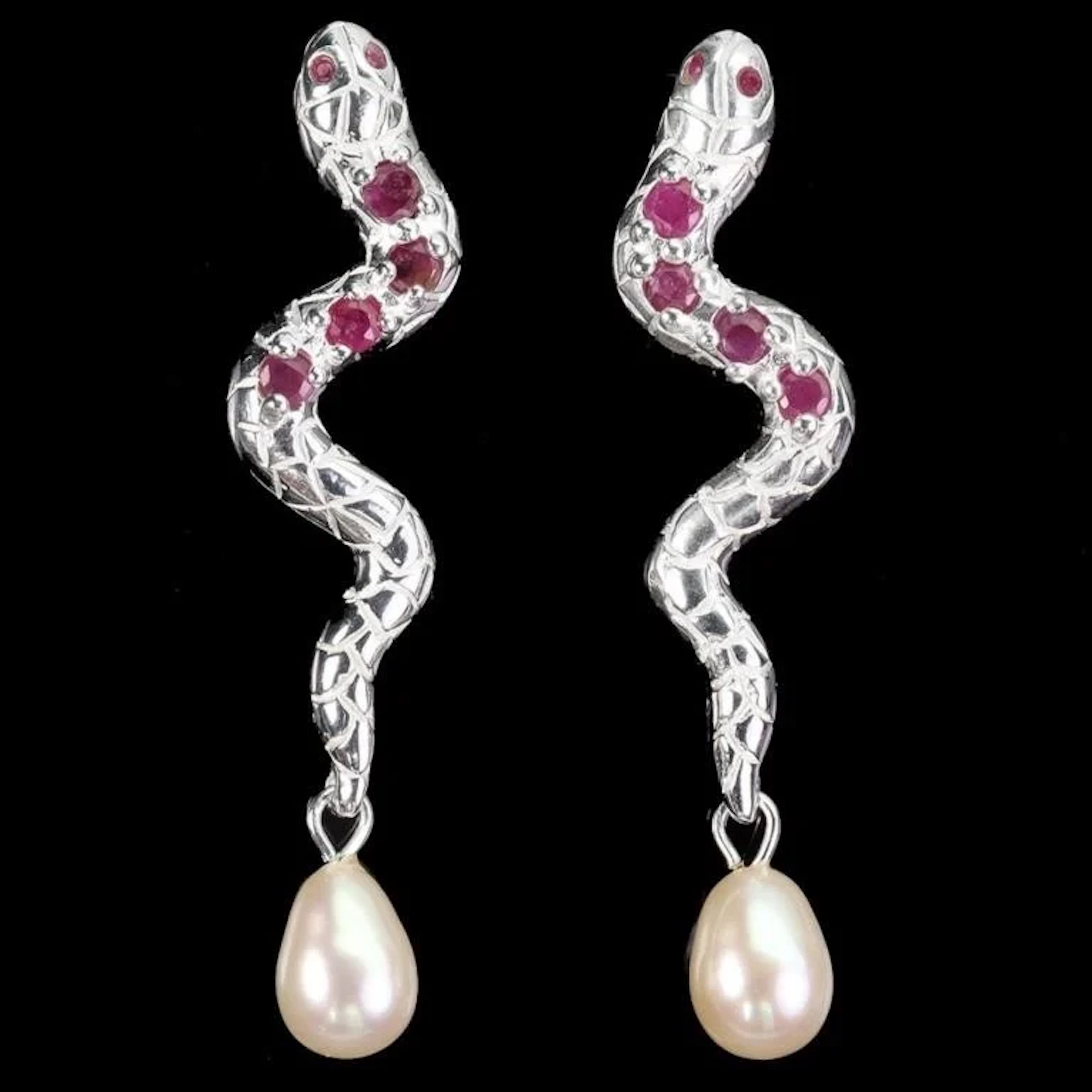 Natural Pearl & Burma Ruby Earrings