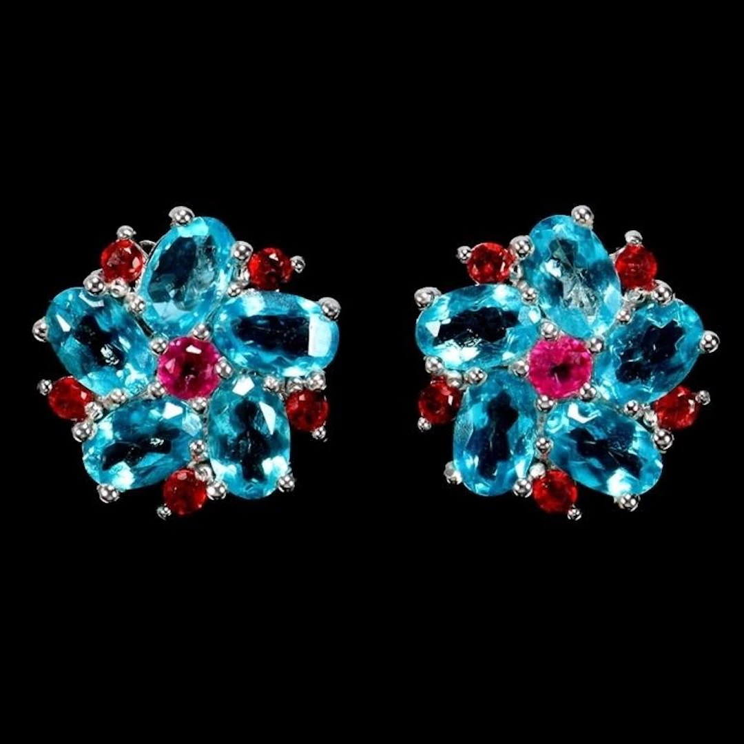 Natural Brazil Paraiba Blue Topaz Earrings