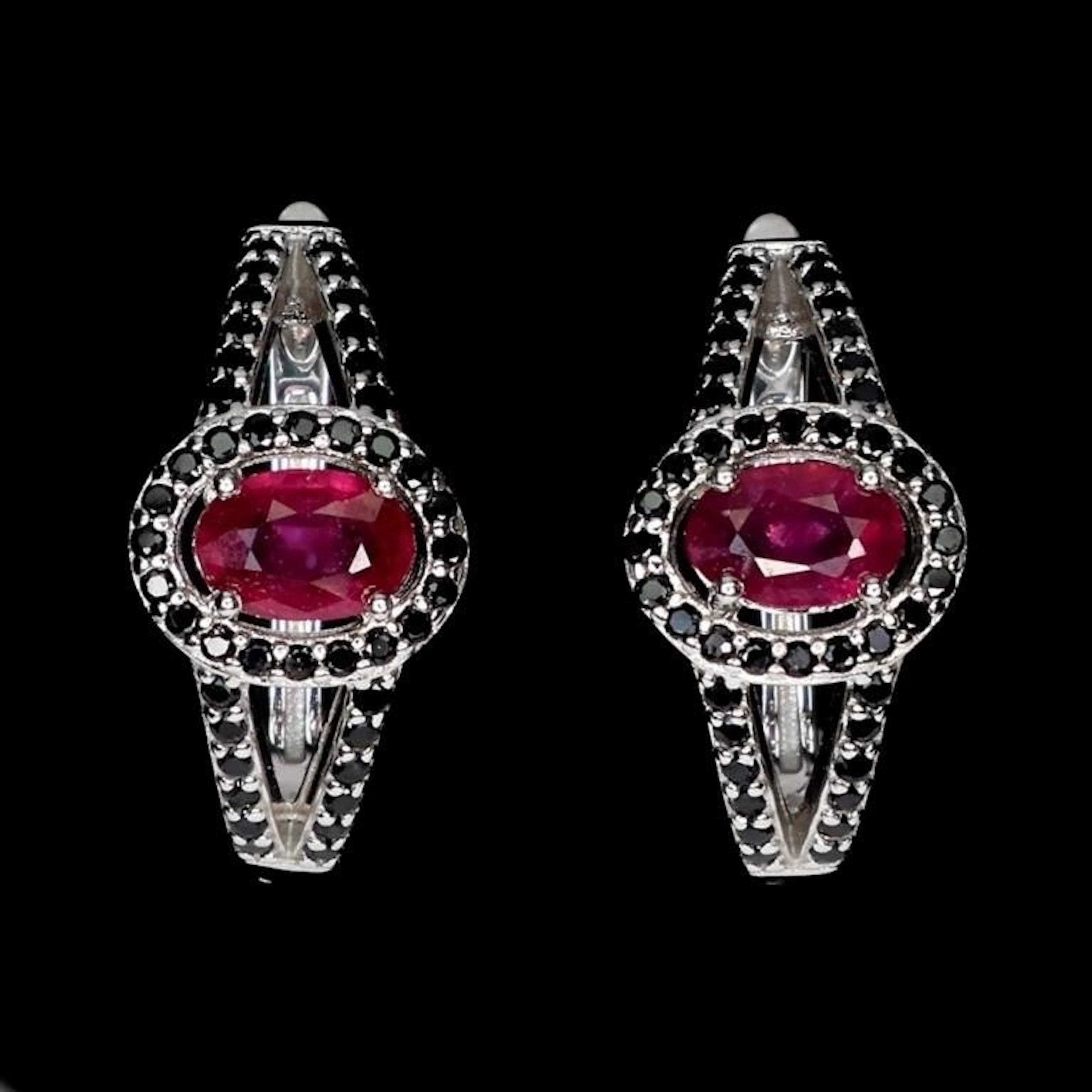 Natural Oval Ruby & Spinel Earrings