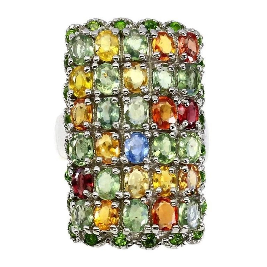 Natural Sapphire Chrome Diopside Ring