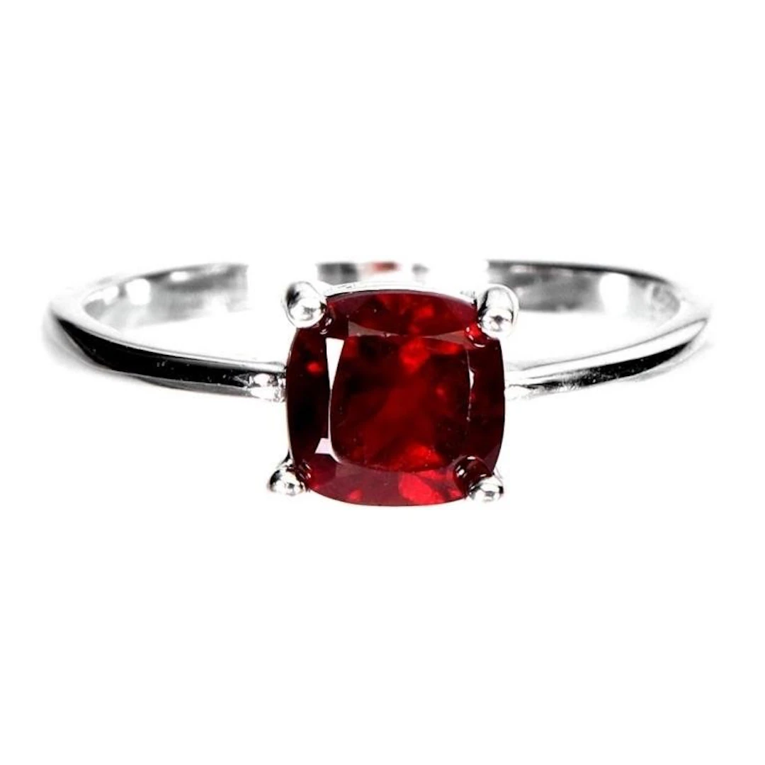 Natural Cushion Mozambique Garnet Ring
