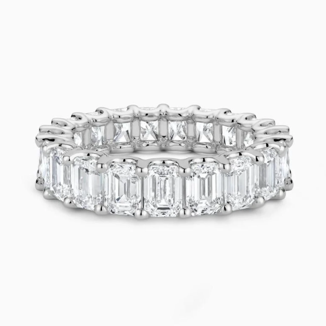 Gold & White Octagon Diamond 5.11 Cts Eternity Rin