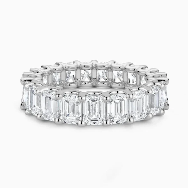 Gold & White Octagon Diamond 5.11 Cts Eternity Rin