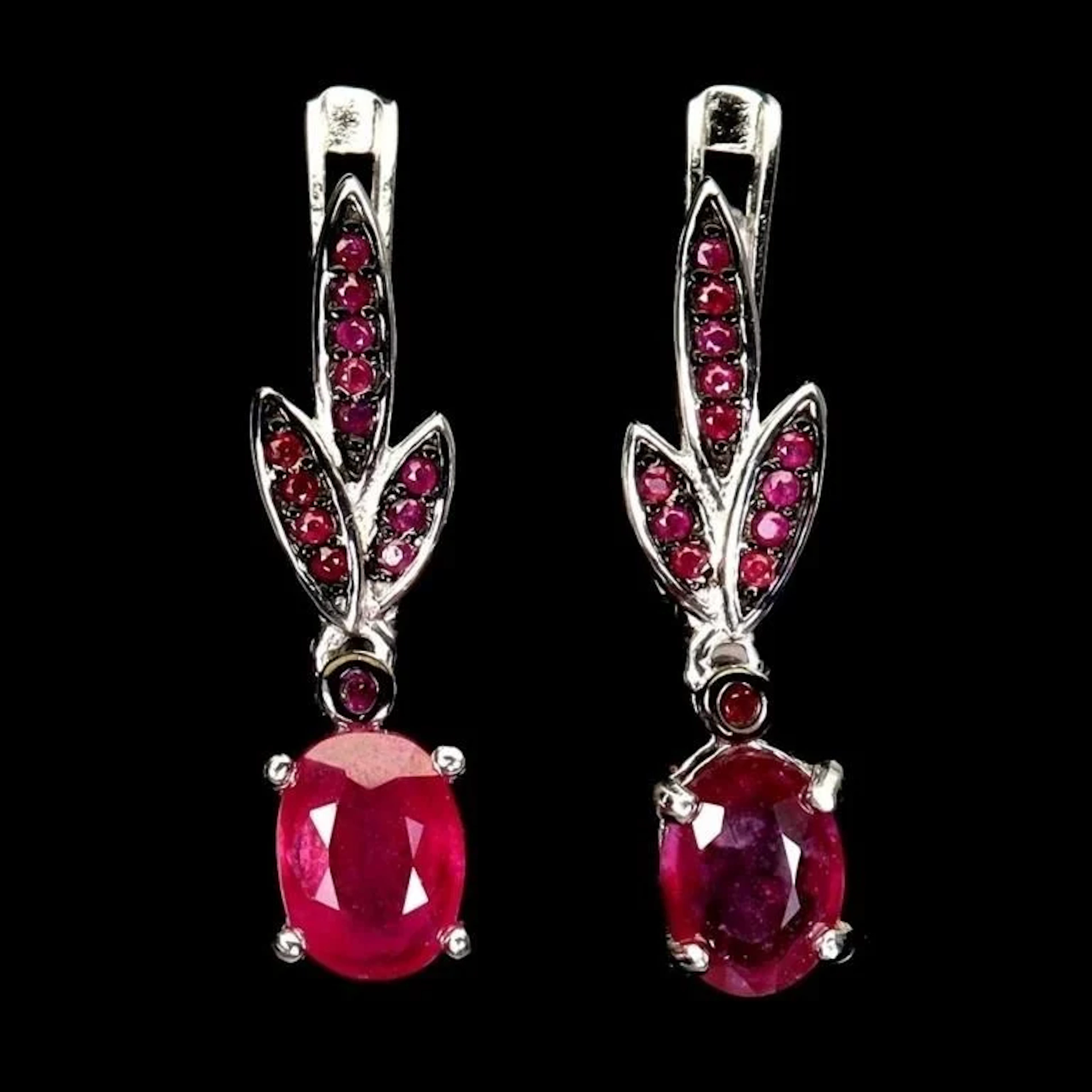 Natural Burma Red Ruby Earrings