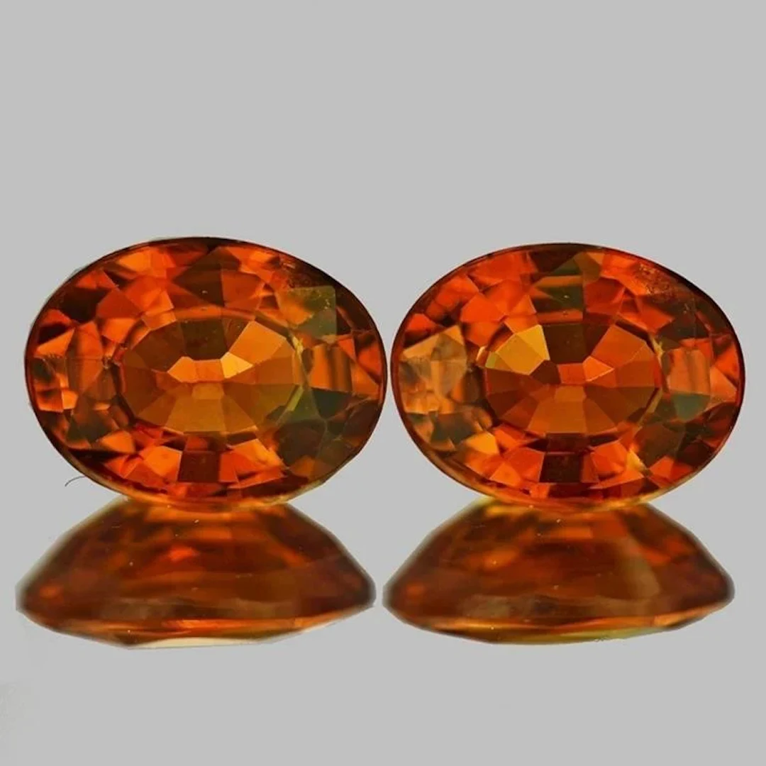 Natural Mandarin Orange Spessartite Garnet Pair -