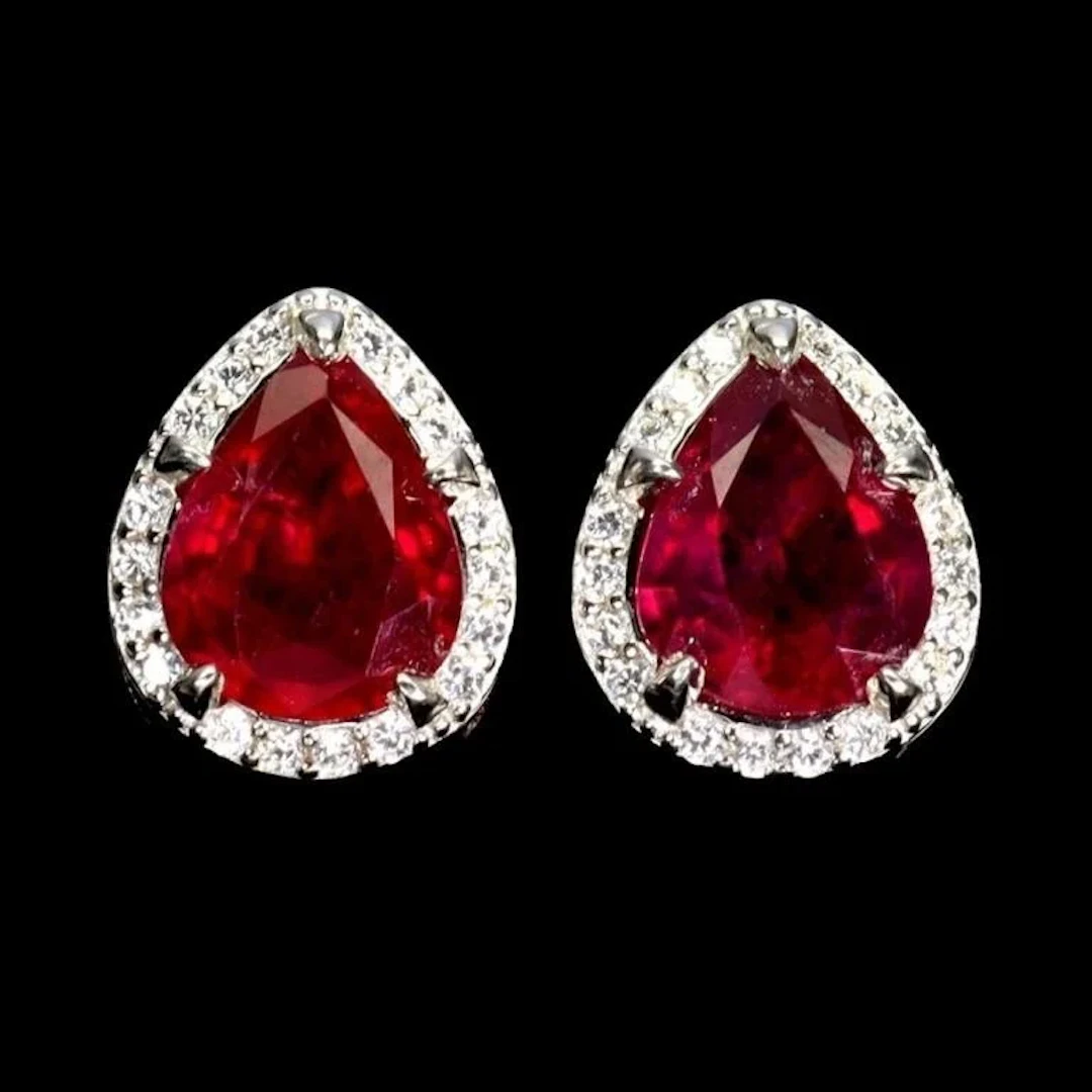 Natural Pigeon Blood Red Ruby EarRing