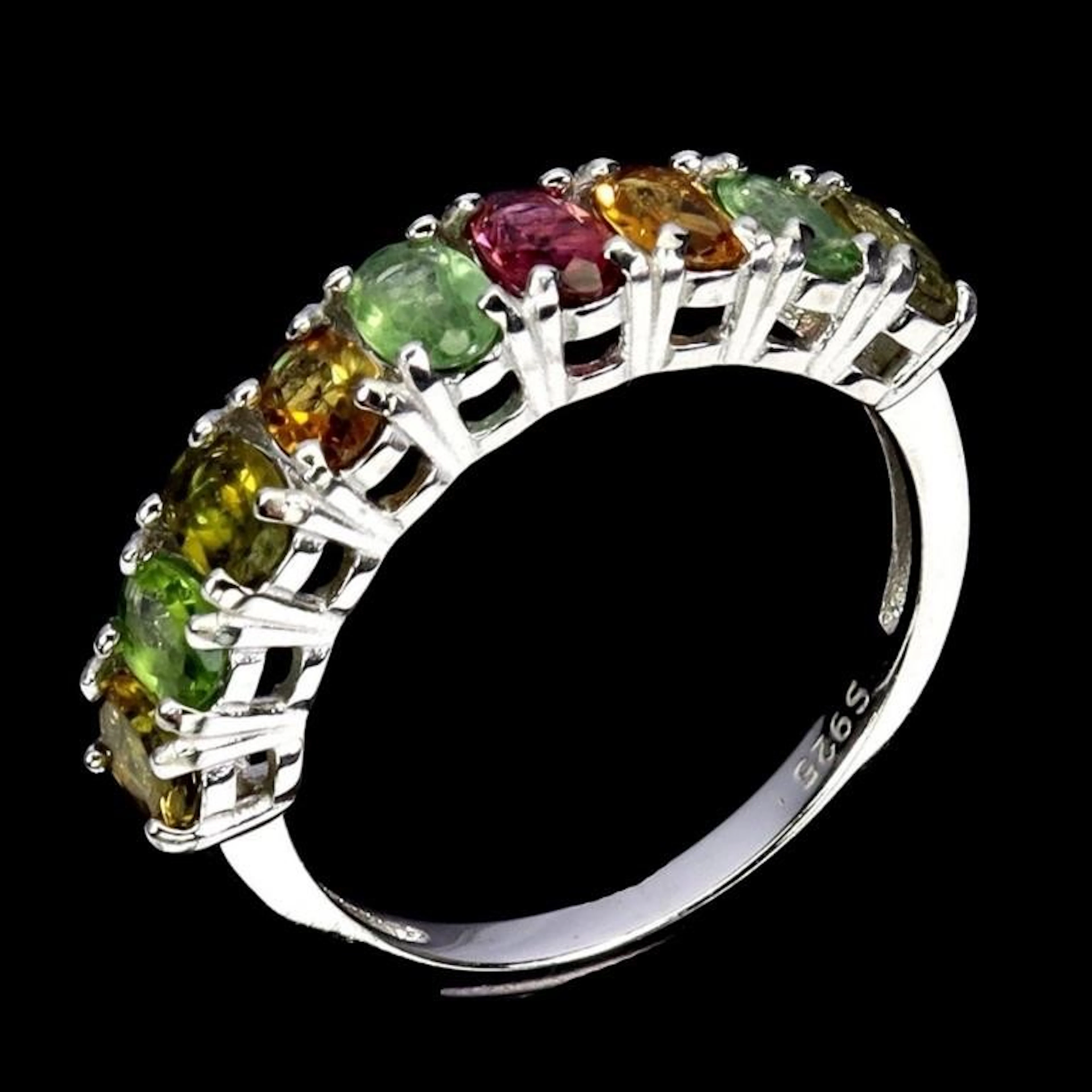 Natural Multi Color Tourmaline Eternity Ring