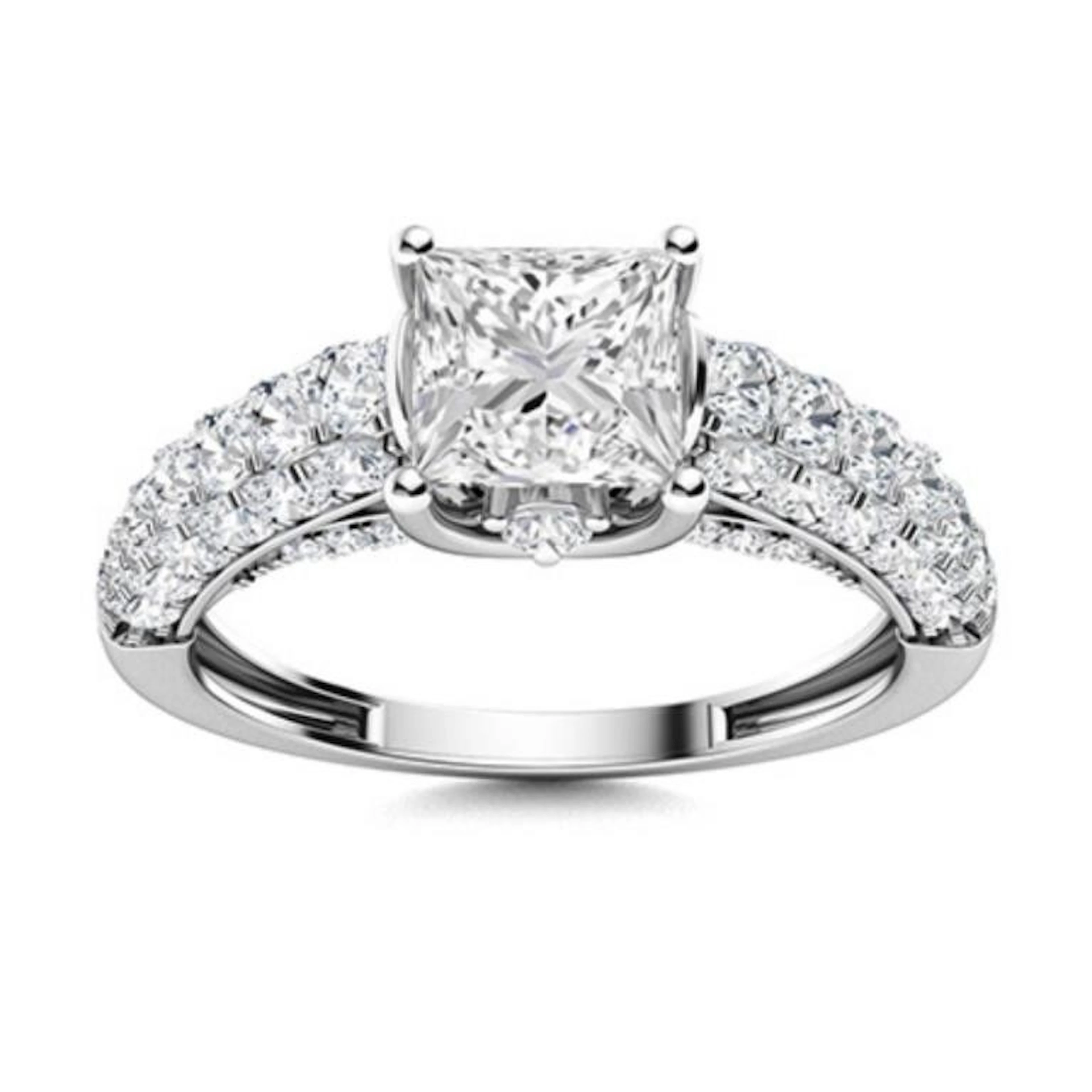Gold & Brilliant White Diamond 2.50 Cts Ring - E/V