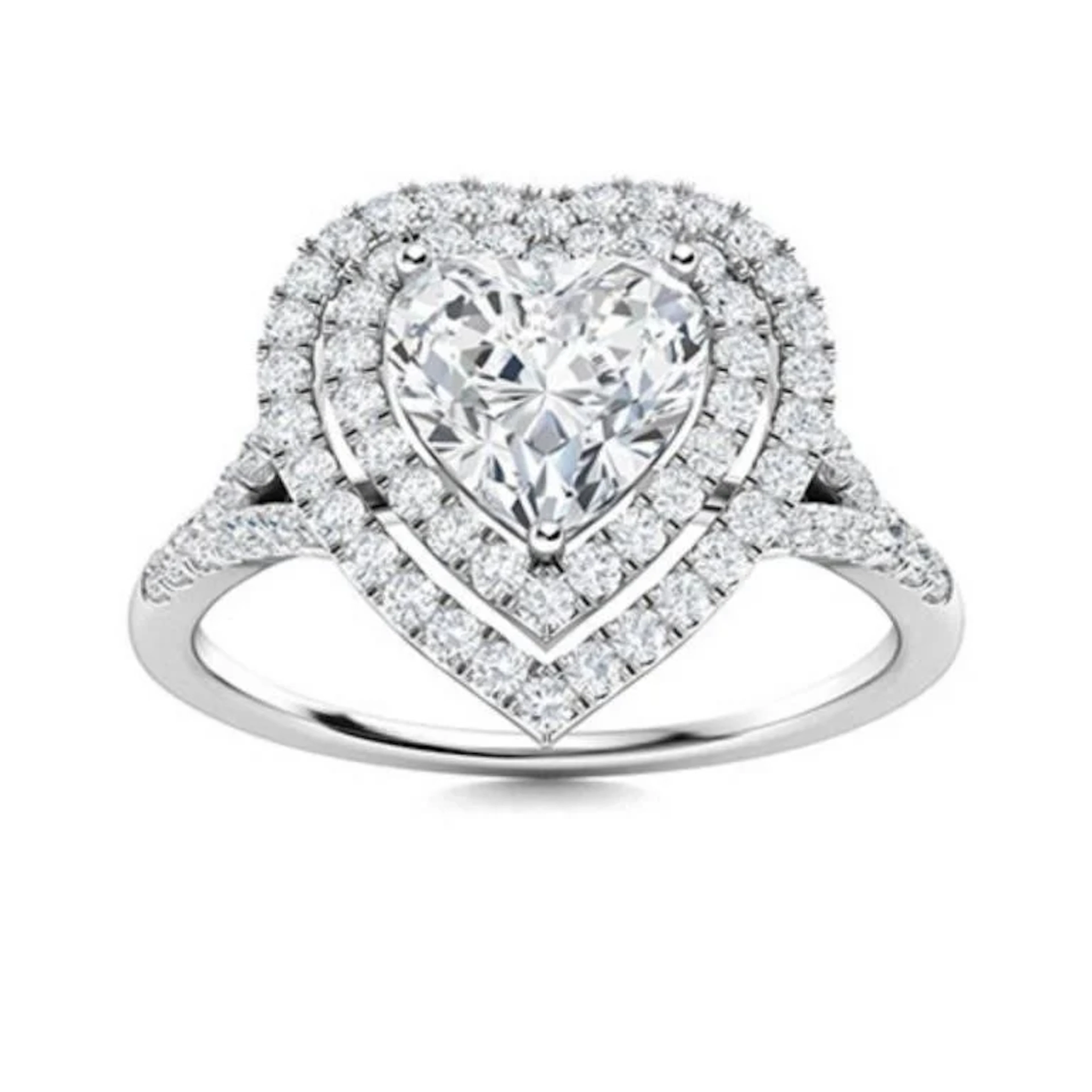 Gold & Brilliant White Heart Diamond 3.50 Cts Ring