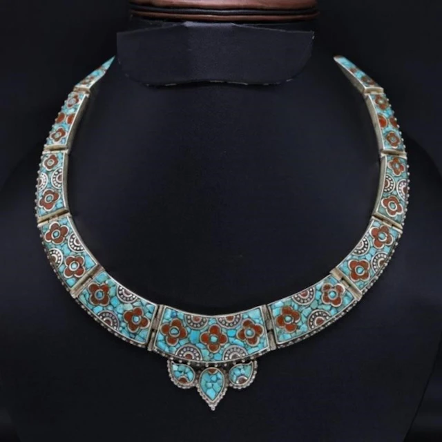 Tibet Natural Stone Tribal Queen Royal Necklace