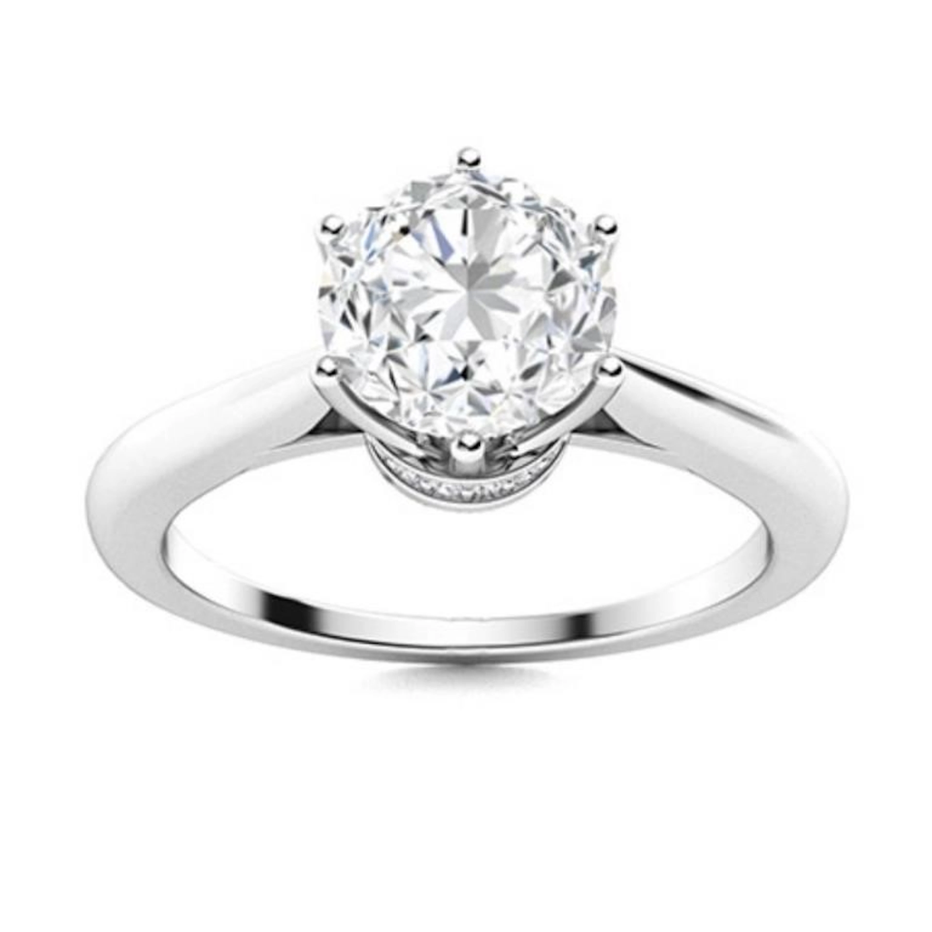 Gold & Brilliant White Diamond 2 Cts Ring - E/VVS