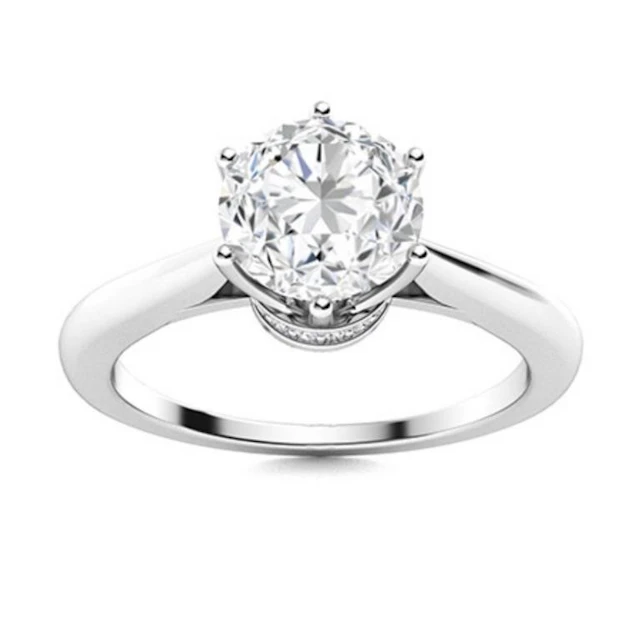 Gold & Brilliant White Diamond 1 Cts Ring - E/VVS
