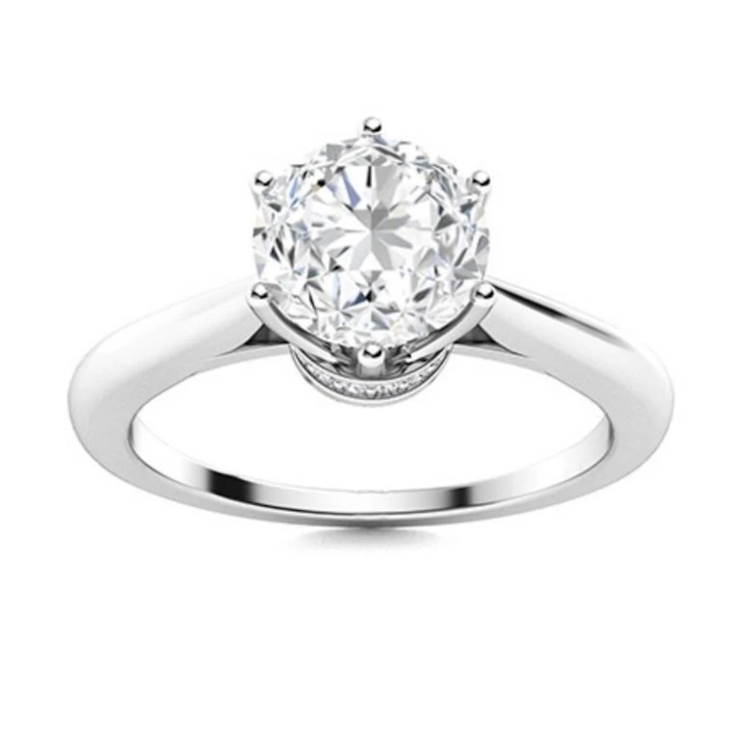 Gold & Brilliant White Diamond 2 Cts Ring - E/VVS